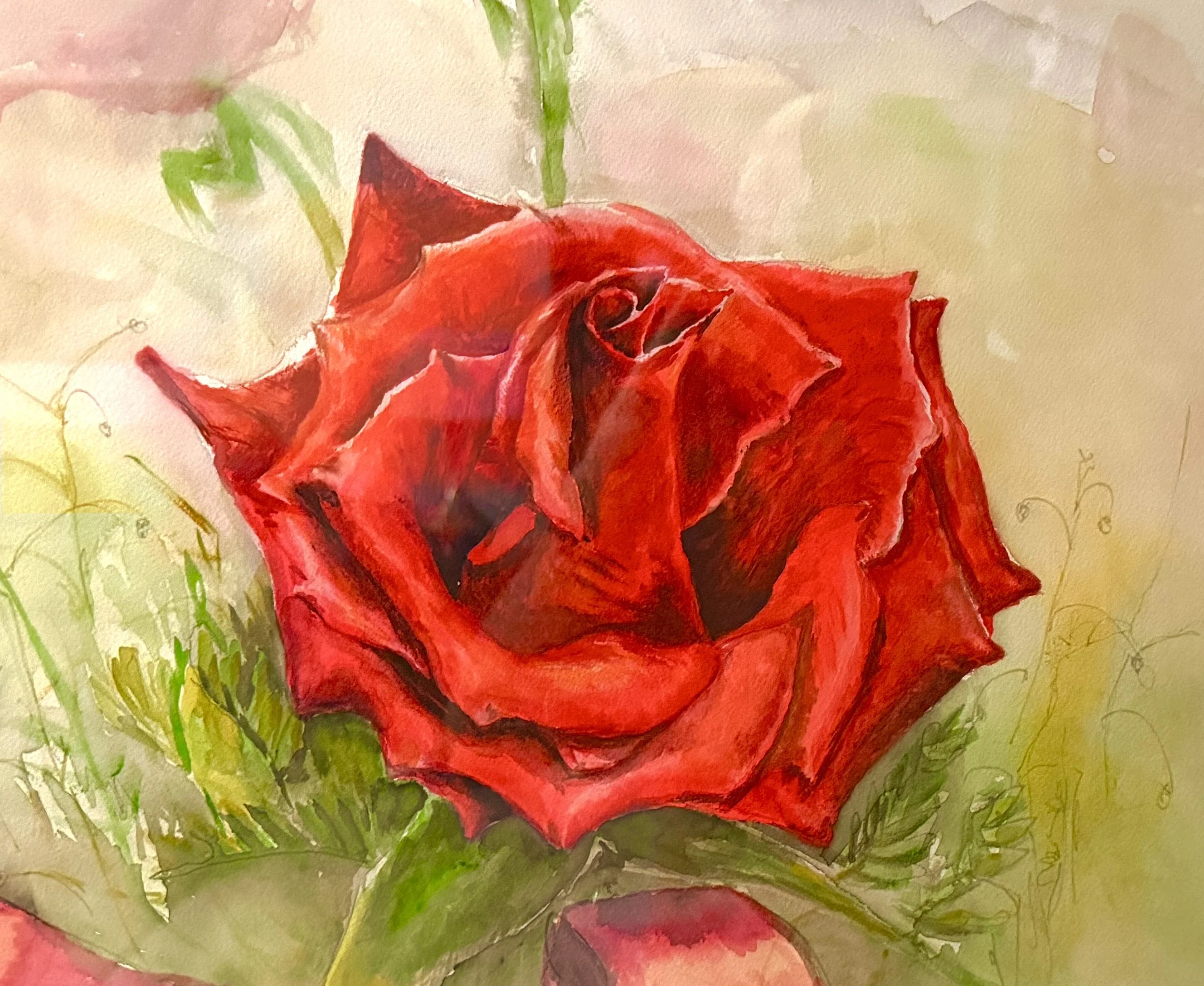 "Rose" - Watercolor on paper. 17 x 11"