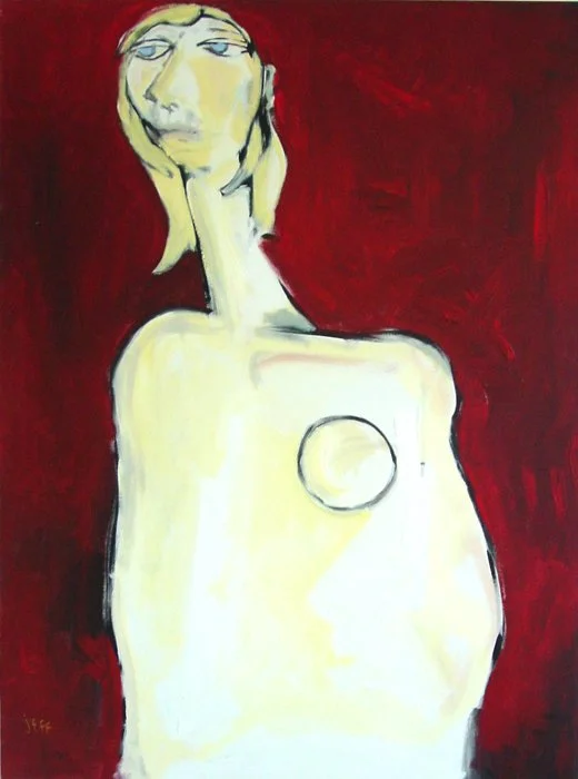 "Woman on Red" 2001. Acrylic on Canvas. 36" x 48"