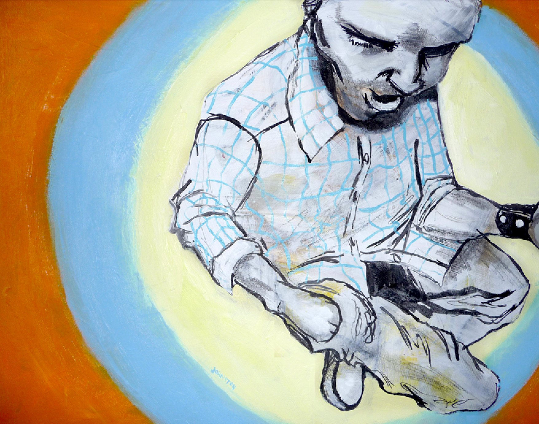 "Abraham Conversation" - Mixed media on canvas 24 x 12"