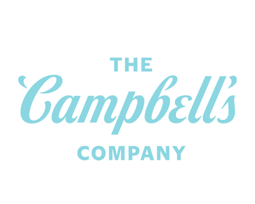 The Campbell's Company logo with light blue text on a black background.