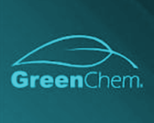 GreenChem logo featuring a stylized leaf above the company name in blue text.