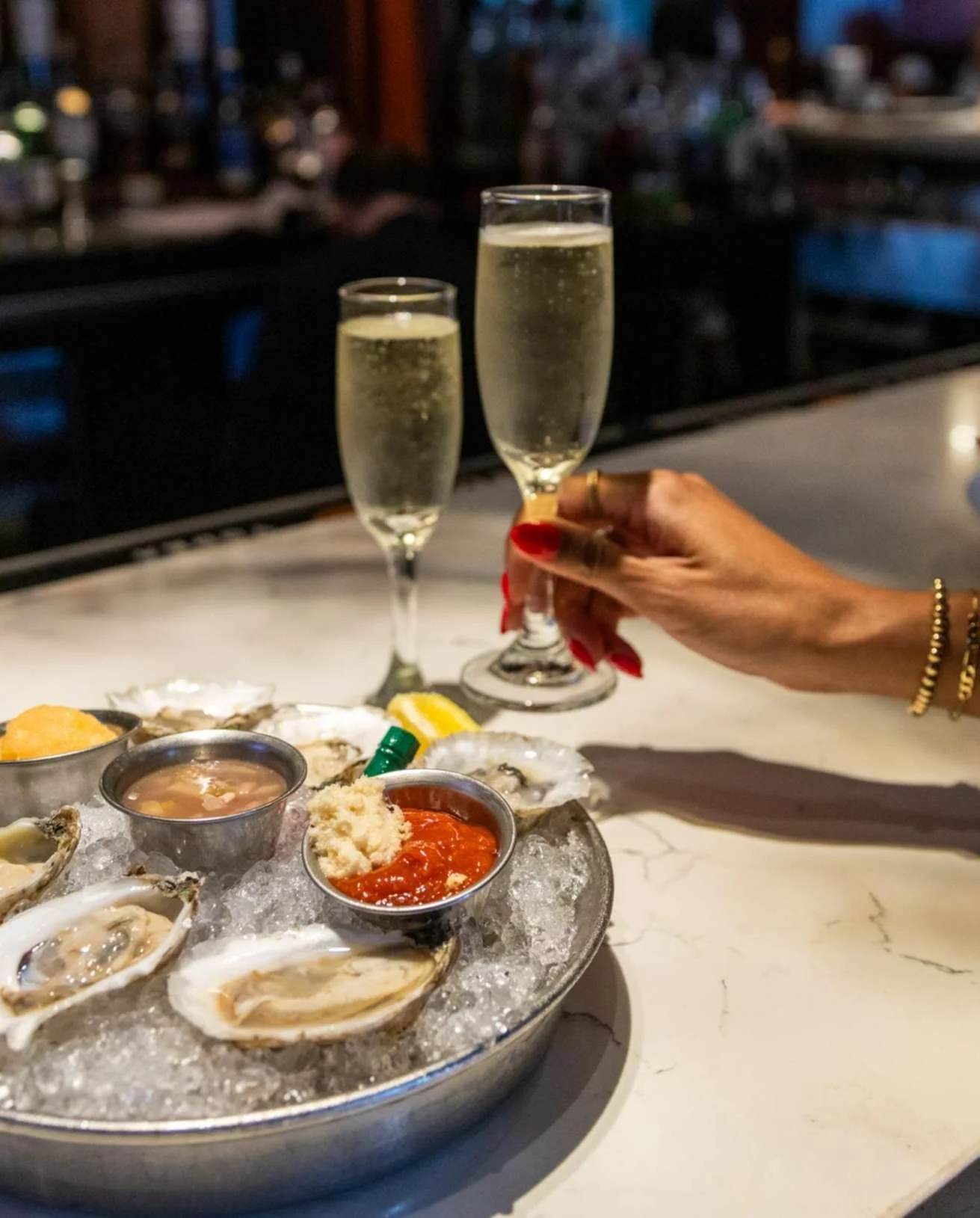 A half dozen East Coast Oysters. 🦪 It's called self-care. Social Hour starts at 4:30 PM.