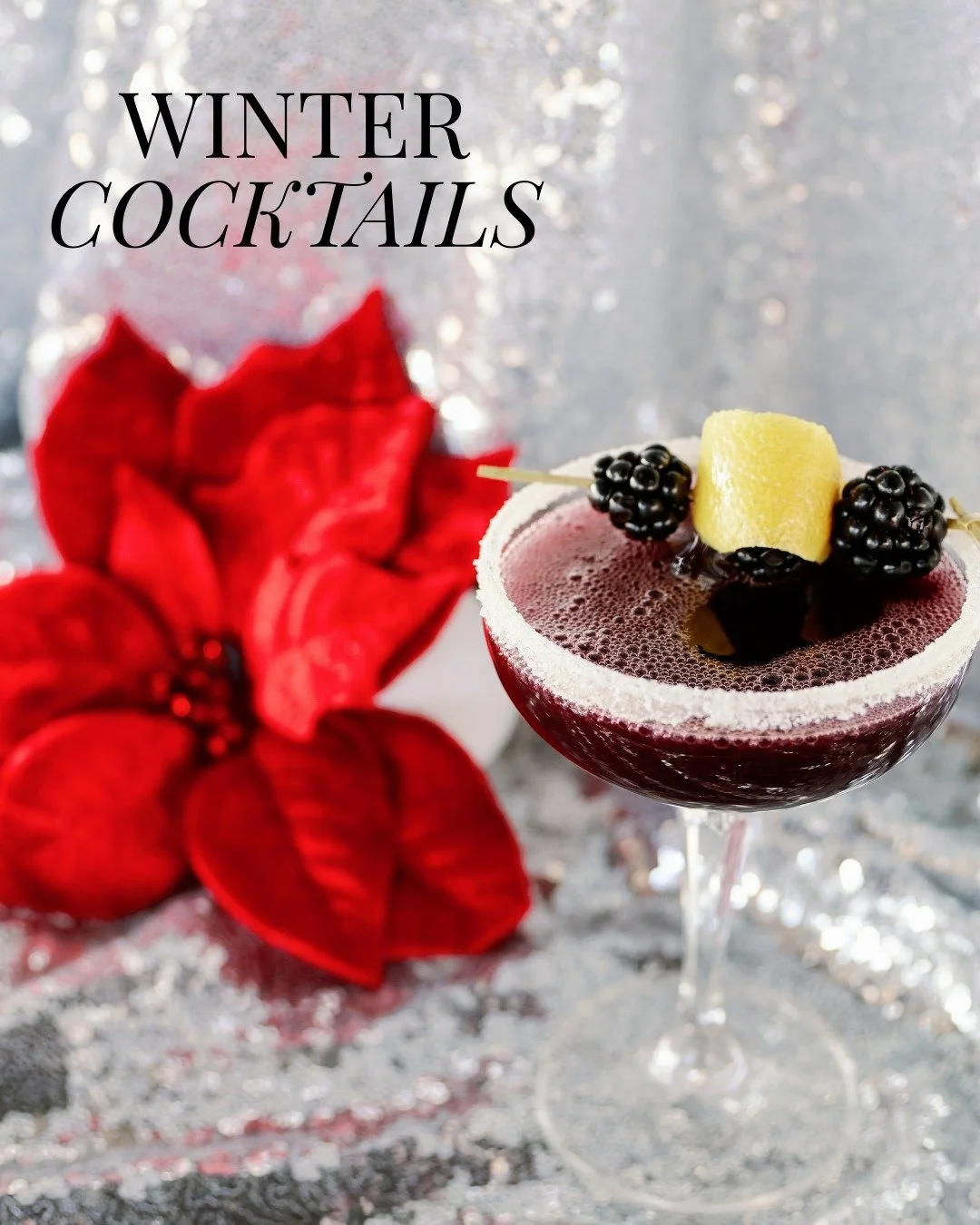 December 1st marks the official start of the holidays! ✨ We're kicking off the season with our winter cocktail specials, available exclusively for the season. Sip the Blackberry Frost and the Gilded Pom, here for a limited time. Stop in and start the