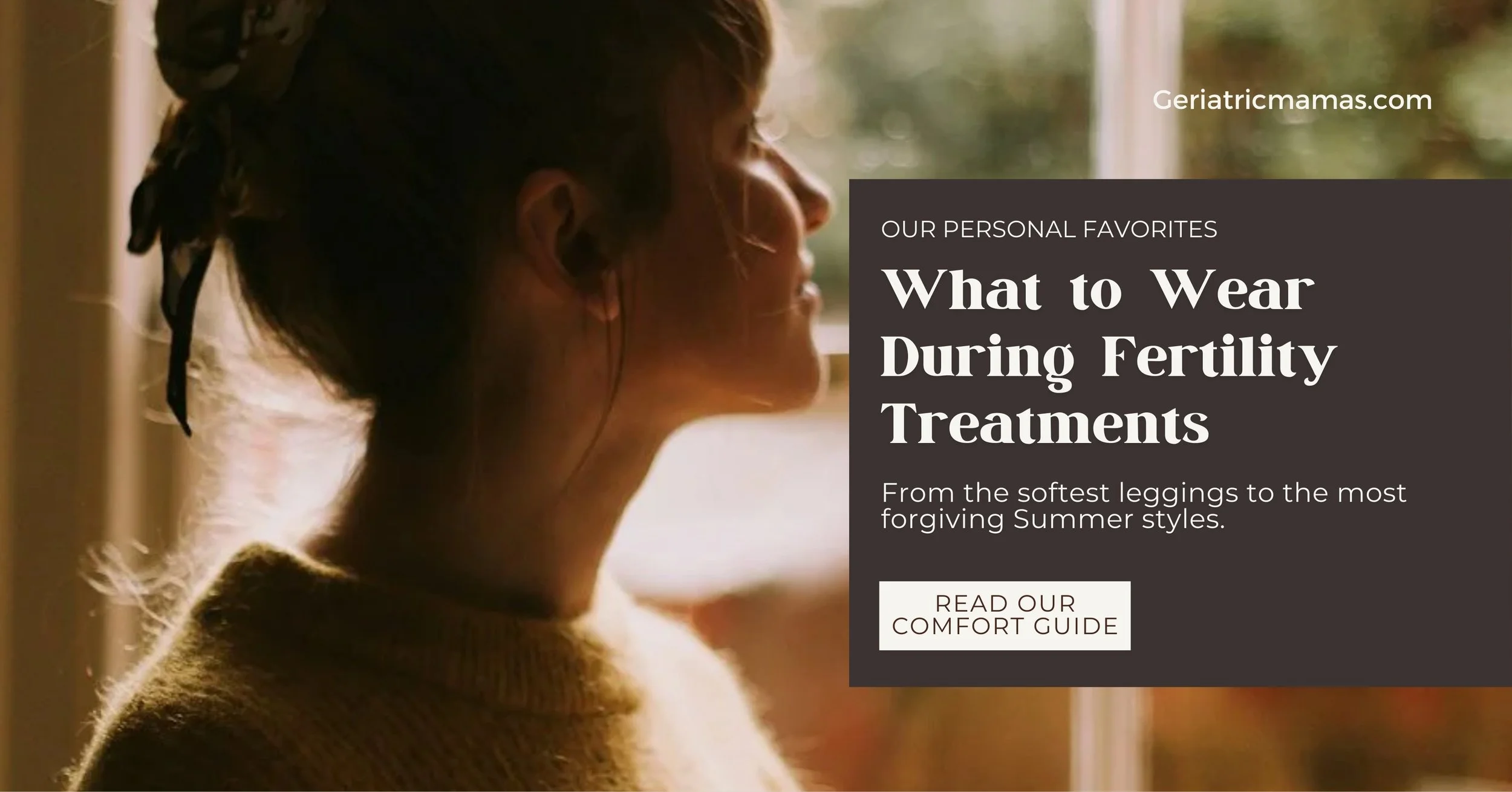 Comfortable fertility treatment outfits including soft leggings, cozy sweaters, and breathable layers for IVF and TTC