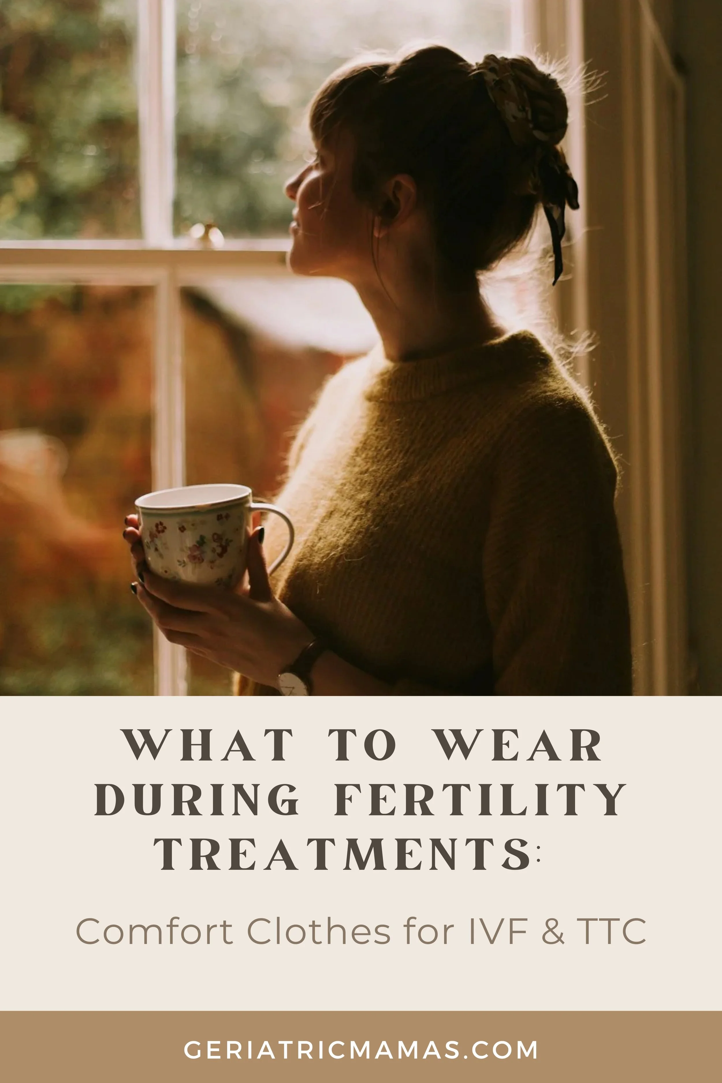 Comfortable fertility treatment outfits including soft leggings, cozy sweaters, and breathable layers for IVF and TTC