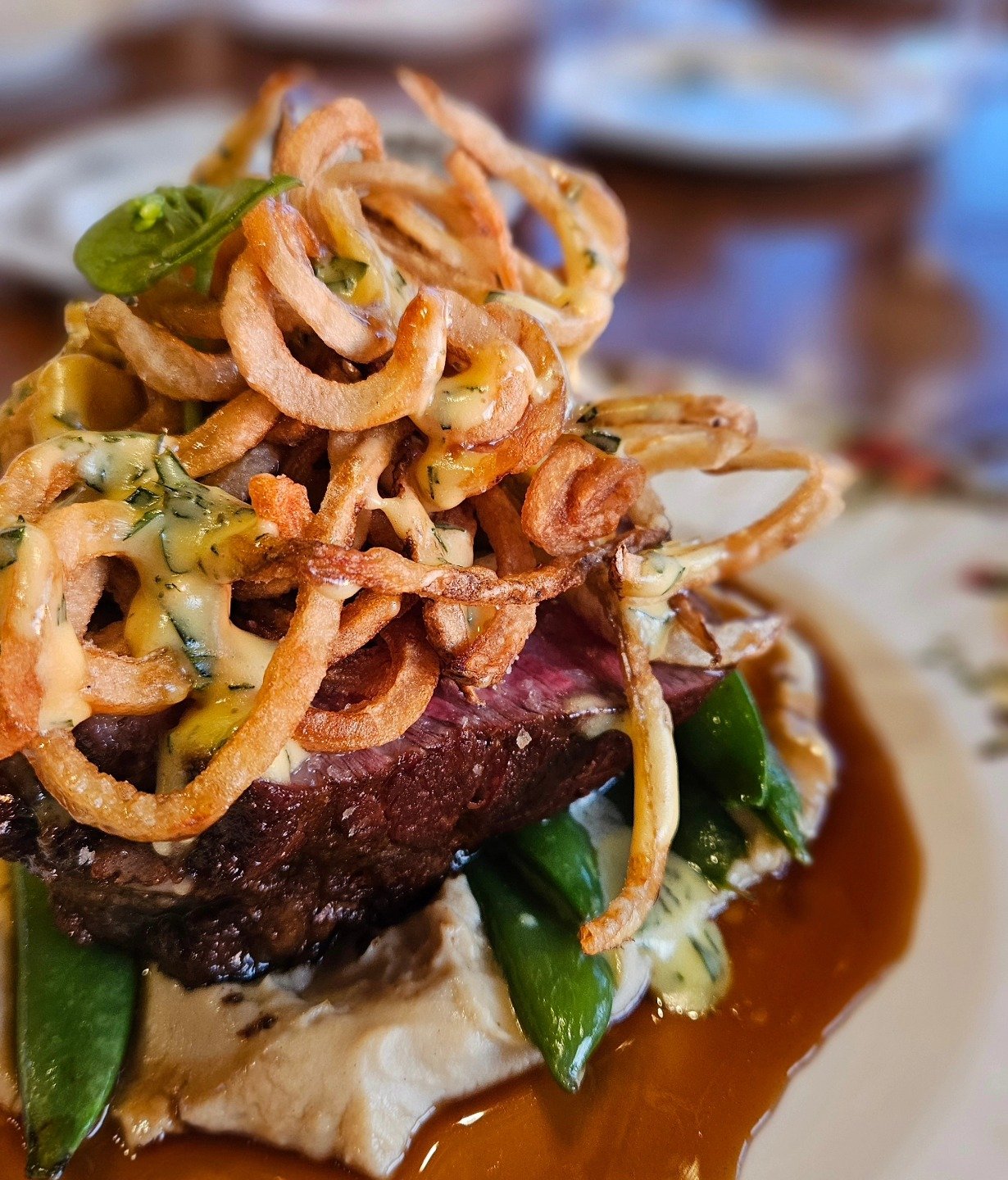 Beef tenderloin is back. 
We're drooling already. 

8oz blue dot maritime beef tenderloin. house curly fries, b&eacute;arnaise, snap peas, celeriac pur&eacute;e, bordelaise jus. 

$58