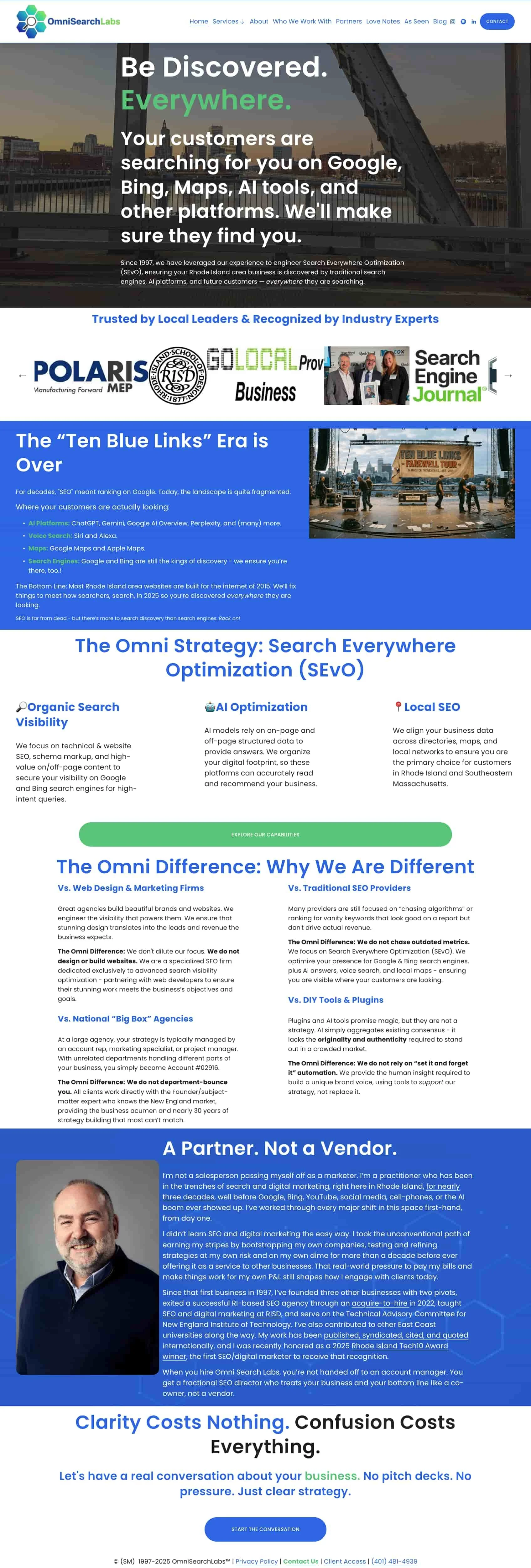 OmniSearch Labs website built on Squarespace