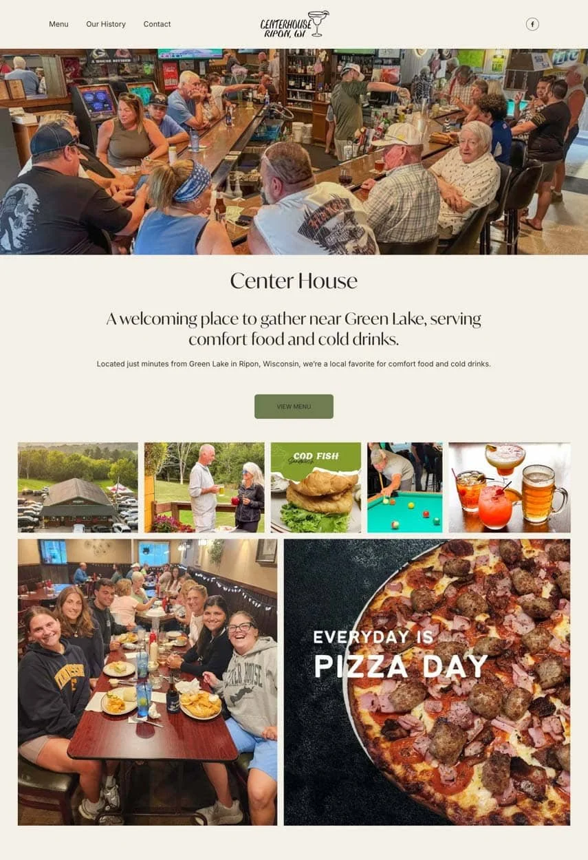 Centerhouse Restaurant website built on Squarespace