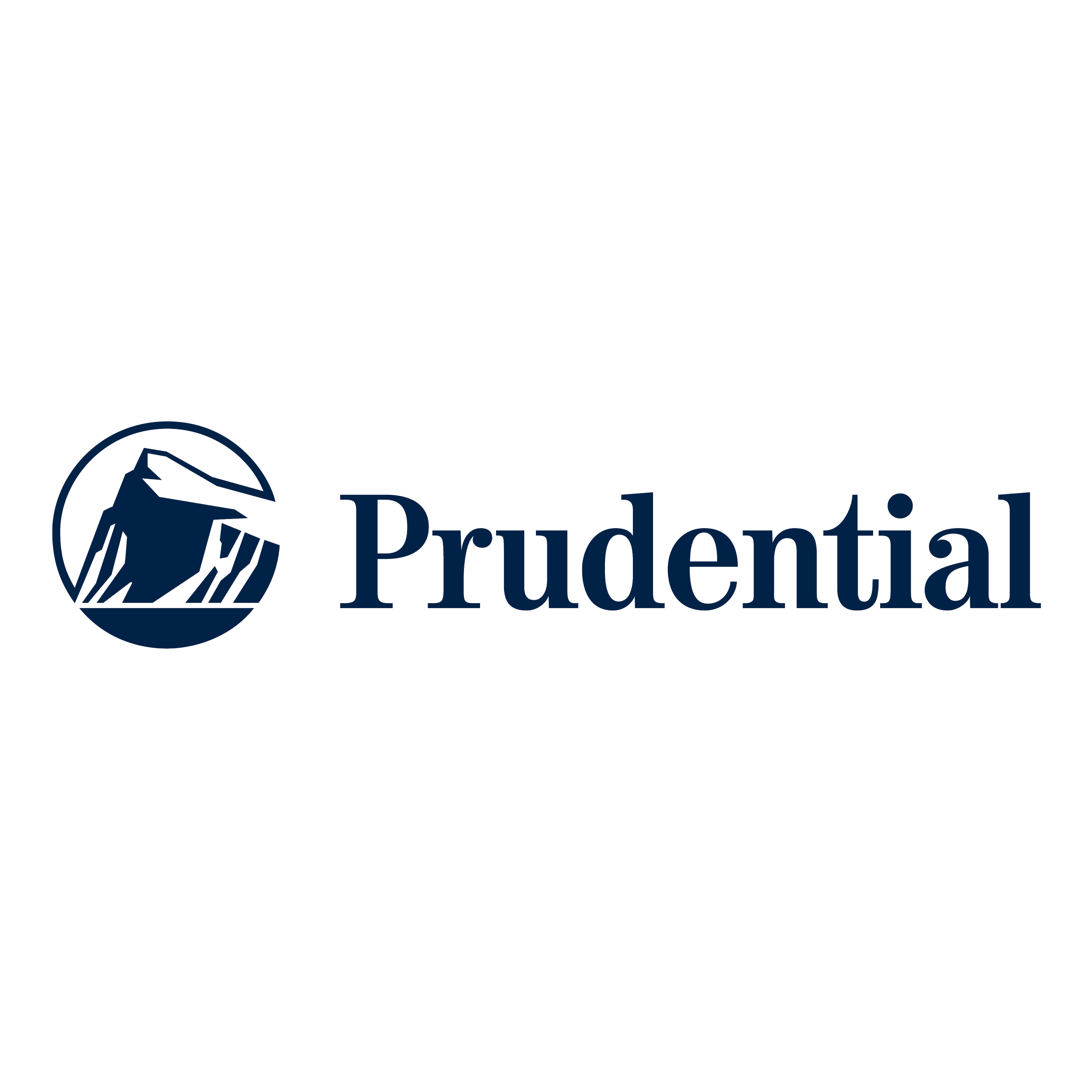 Prudential logo featuring a stylized rock and text.