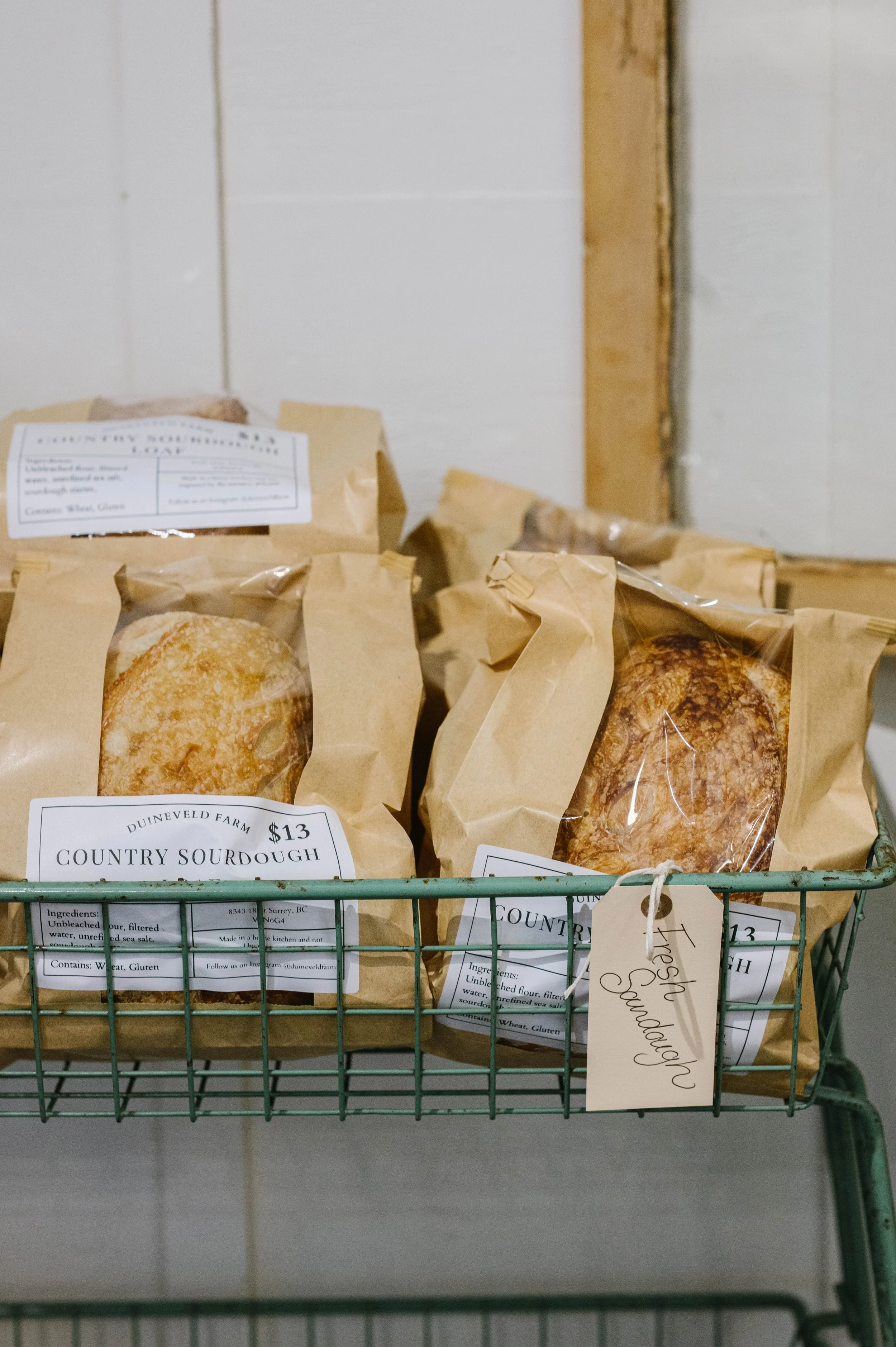 A basket with sourdough bread