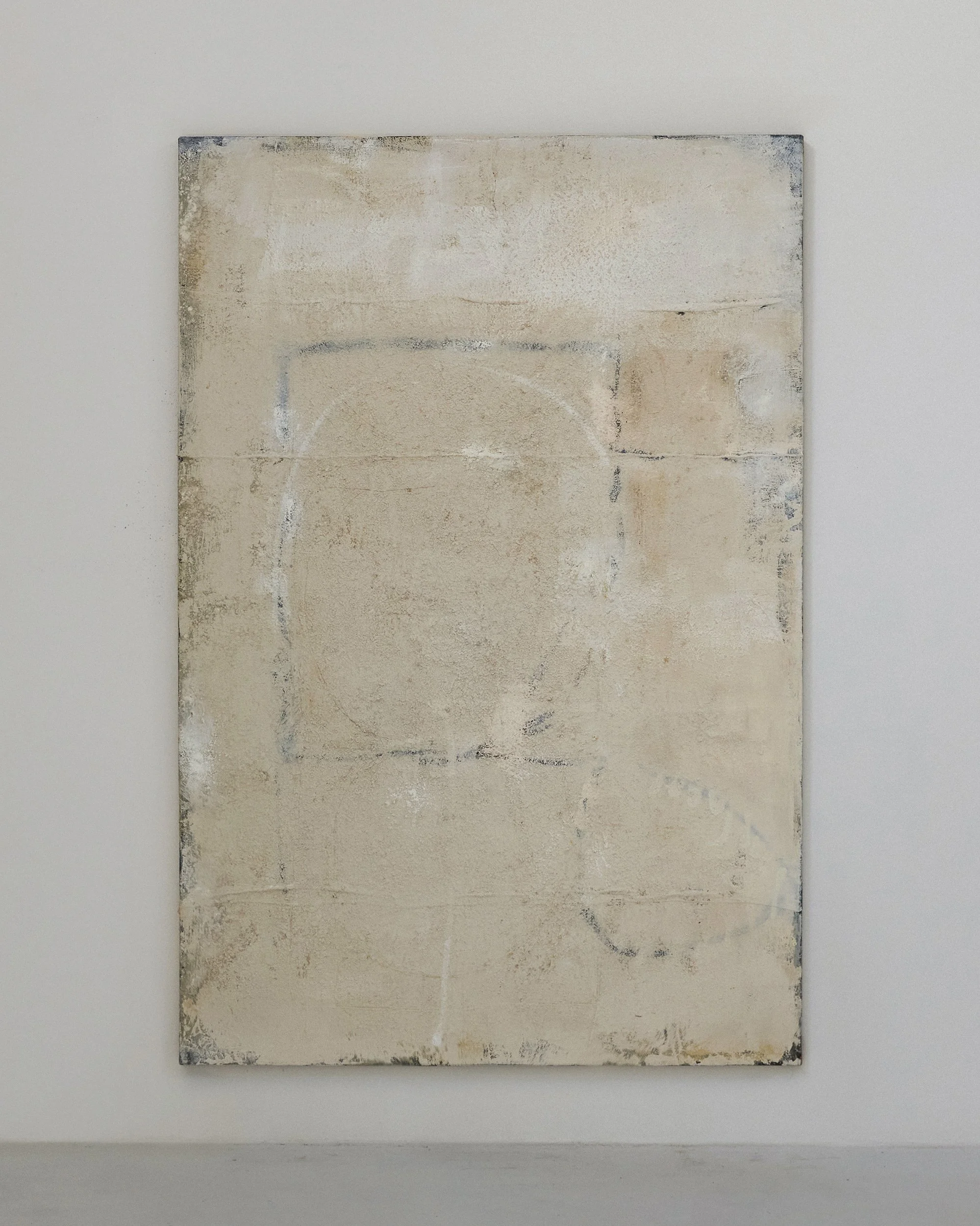 untitled, 2025, oil, wax, house-paint, sand, marble dust on canvas, 183 x 122cm