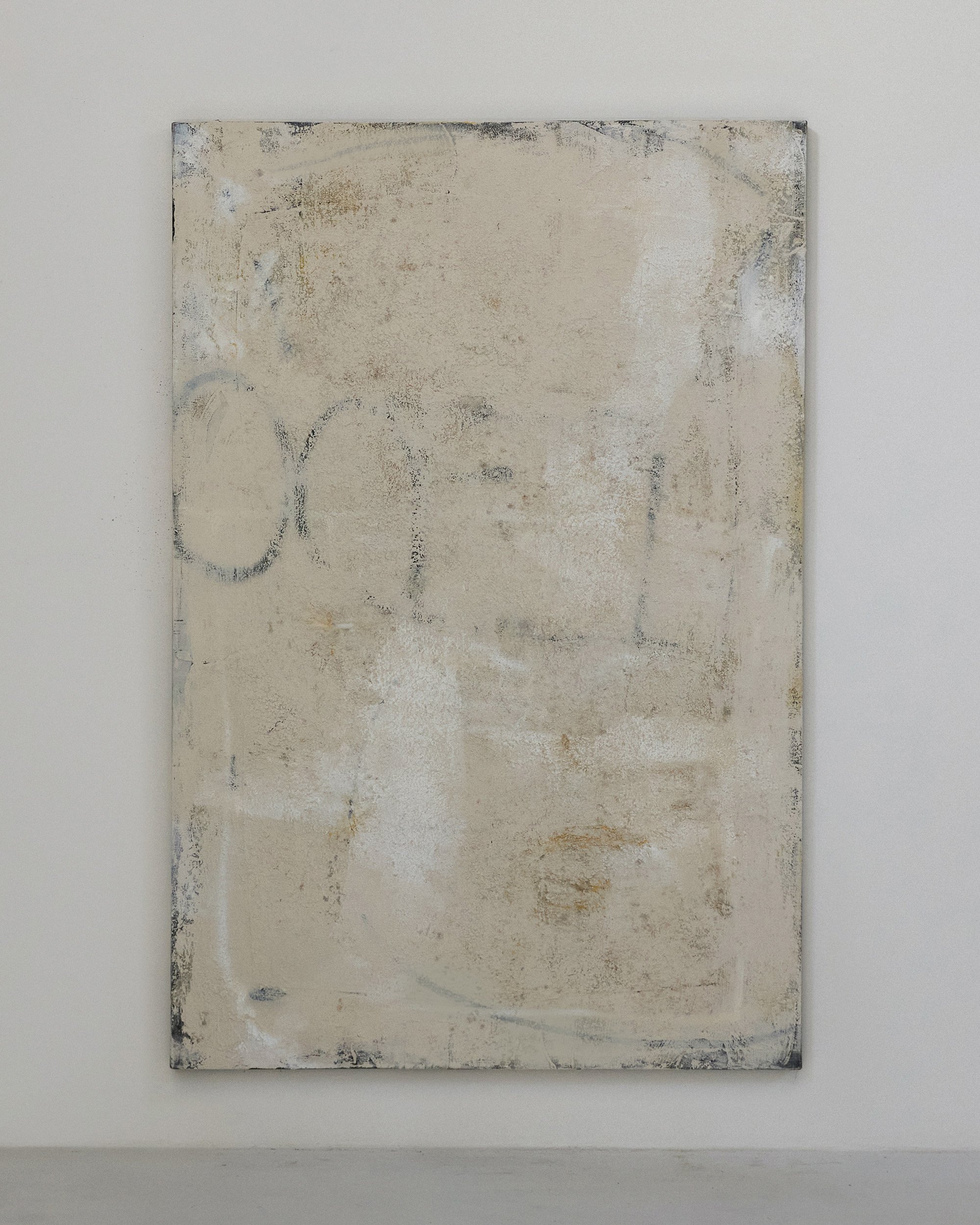 untitled, 2025, oil, wax, house-paint, sand, marble dust on canvas, 183 x 122cm