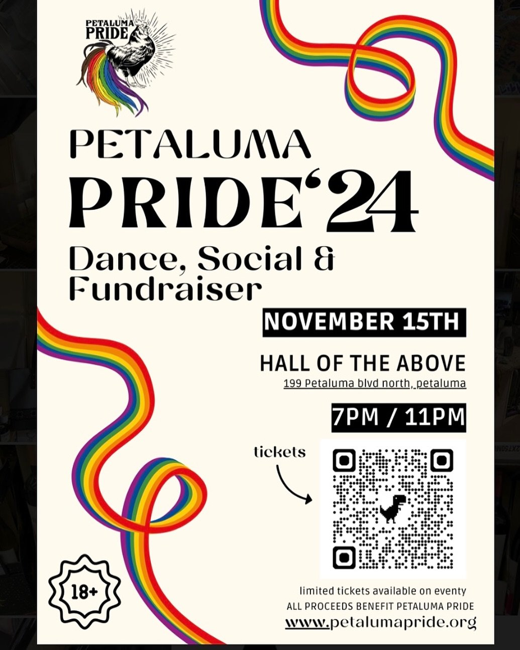 Hey all you beautiful humans!! Our friends at @petalumapride are hosting a PRIDE DANCE PARTY!!! This Friday at Petaluma's hottest new venue, @halloftheabovepetaluma 11/15 from 7-11pm
We all need this. I repeat: We. All. Need. This.
Petaluma Pride