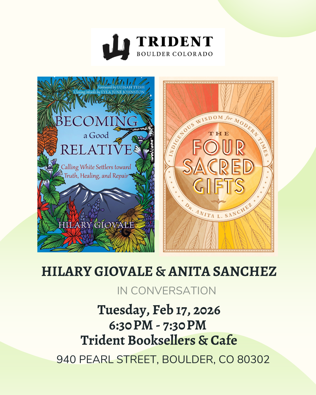 Authors Hilary Giovale and Dr. Anita Sanchez will be at Trident Booksellers