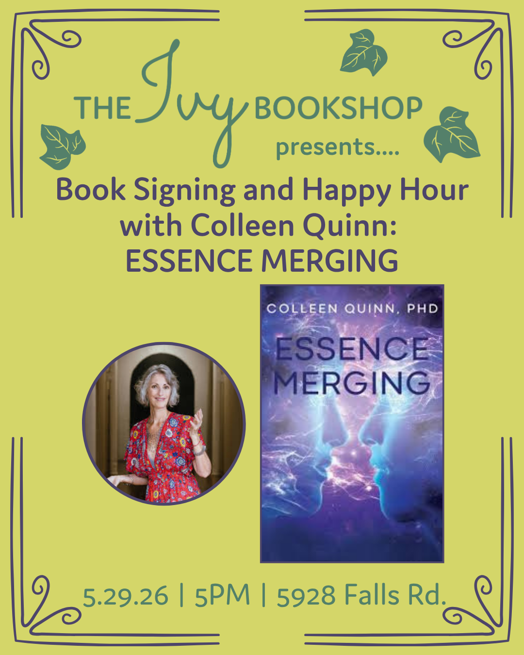 Book Signing and Happy Hour with Colleen Quinn at the Ivy Bookshop in Baltimore, MD