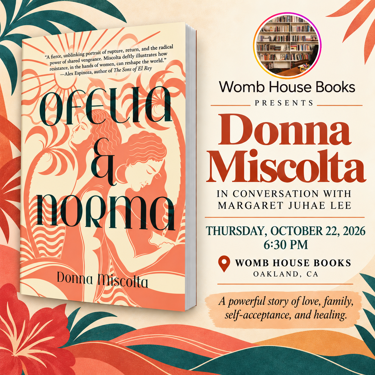 Donna Miscolta will be at Womb House Books in Oakland, CA