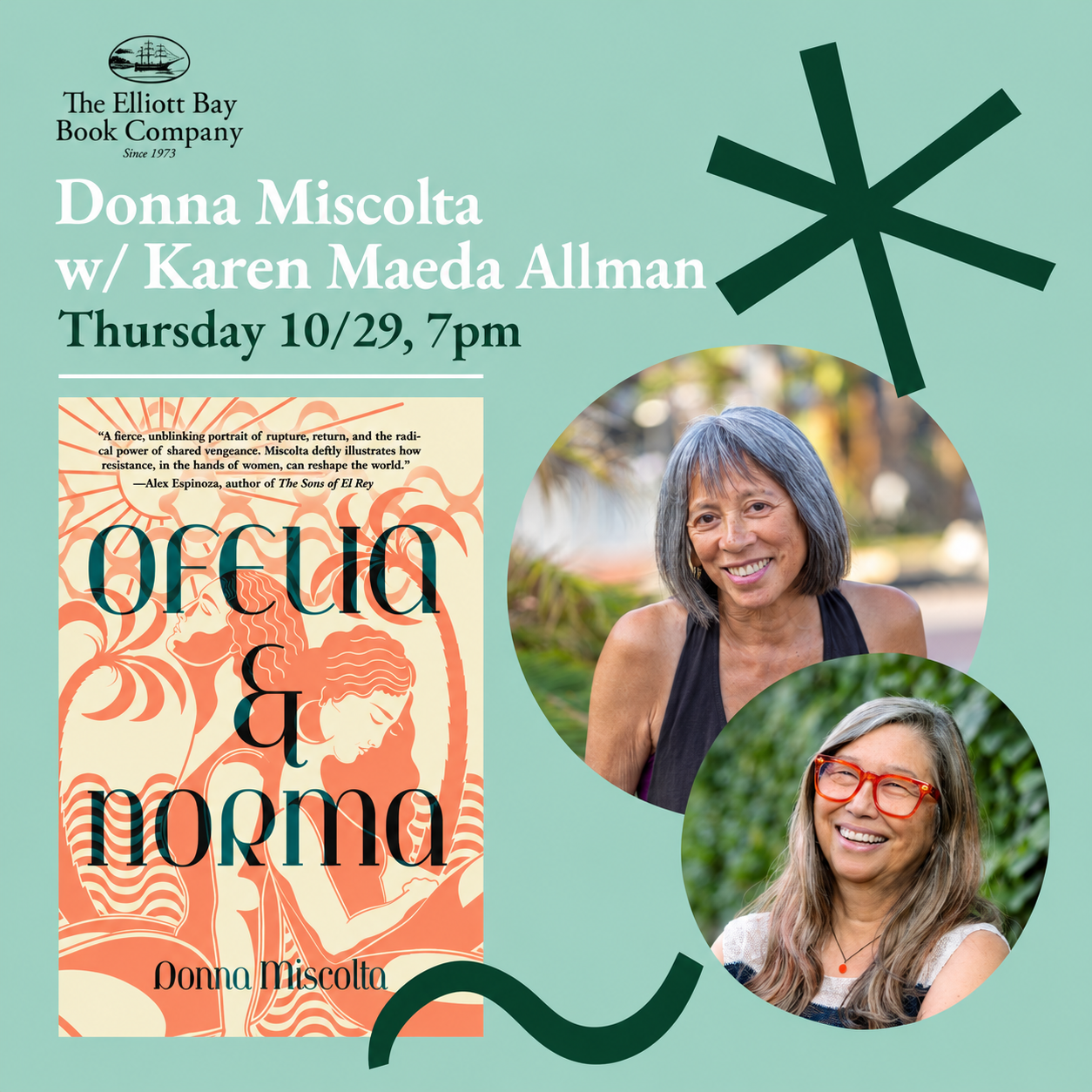 Donna Miscolta will be at Elliott Bay Book Company in Seattle, WA