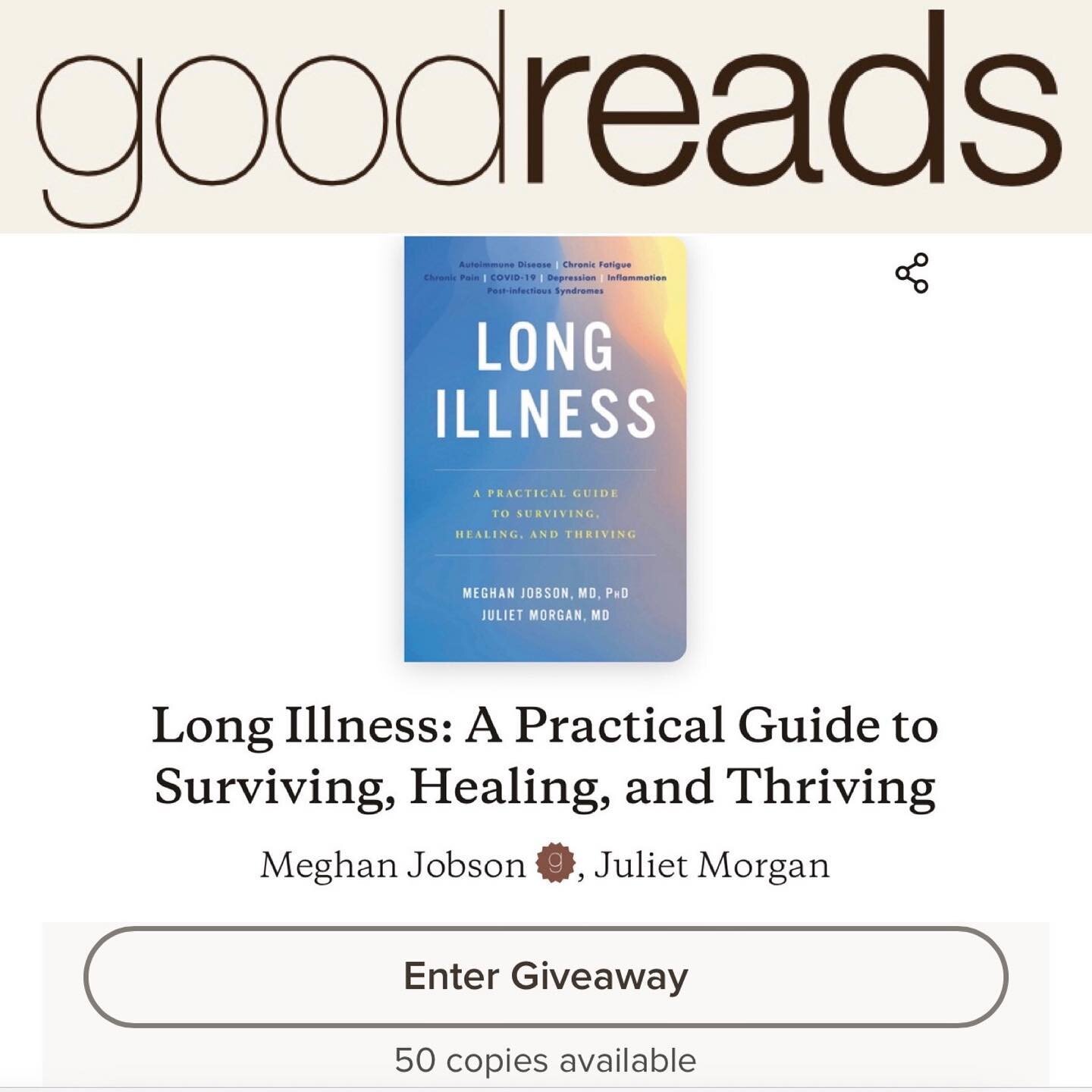 @goodreads is hosting a giveaway for 50 copies of Long Illness! Recovery is a process, not always a destination. This book will help you build your recovery tool kit, reclaim your identity, manage your symptoms, and become empowered to get the care t