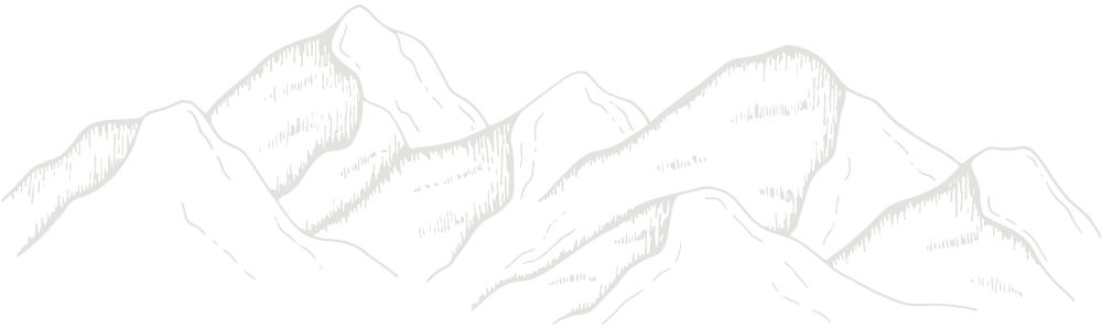 An illustration of a mountain range with multiple peaks and ridges on a black background.