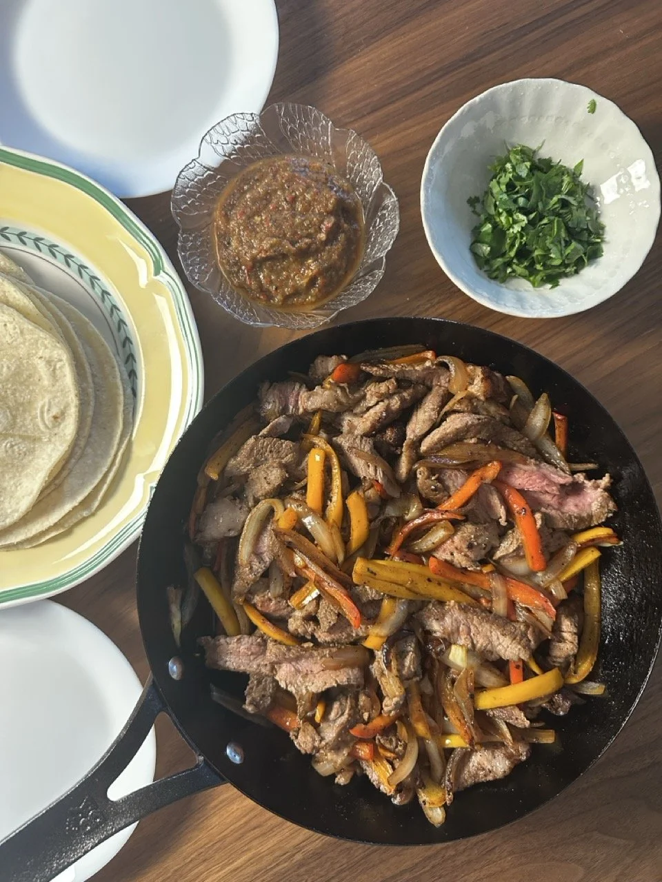 Fajitas with homemade salsa