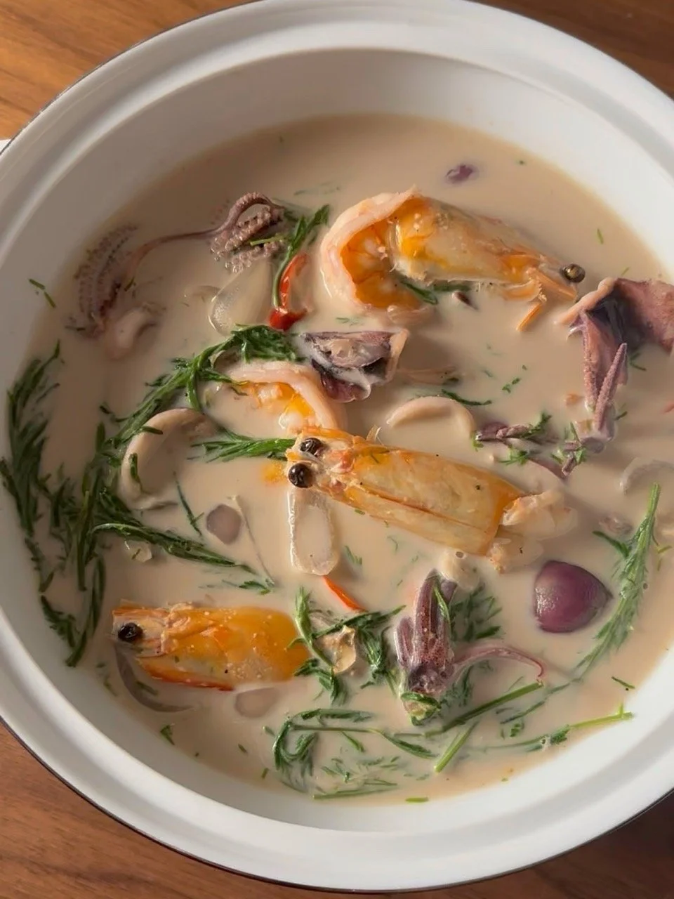 Tom Kati Talay (Coconut seafood soup)