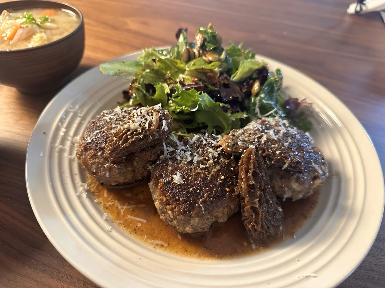 Hamburger steak in morel sauce