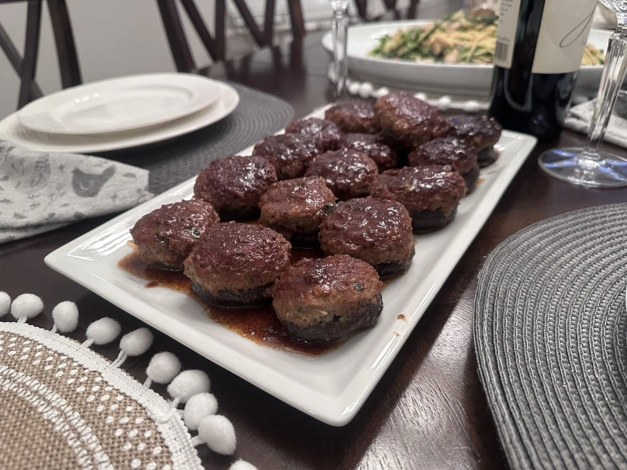 Teriyaki stuffed shiitake