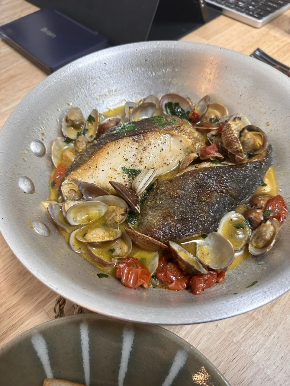 Acqua pazza (cod and clams)
