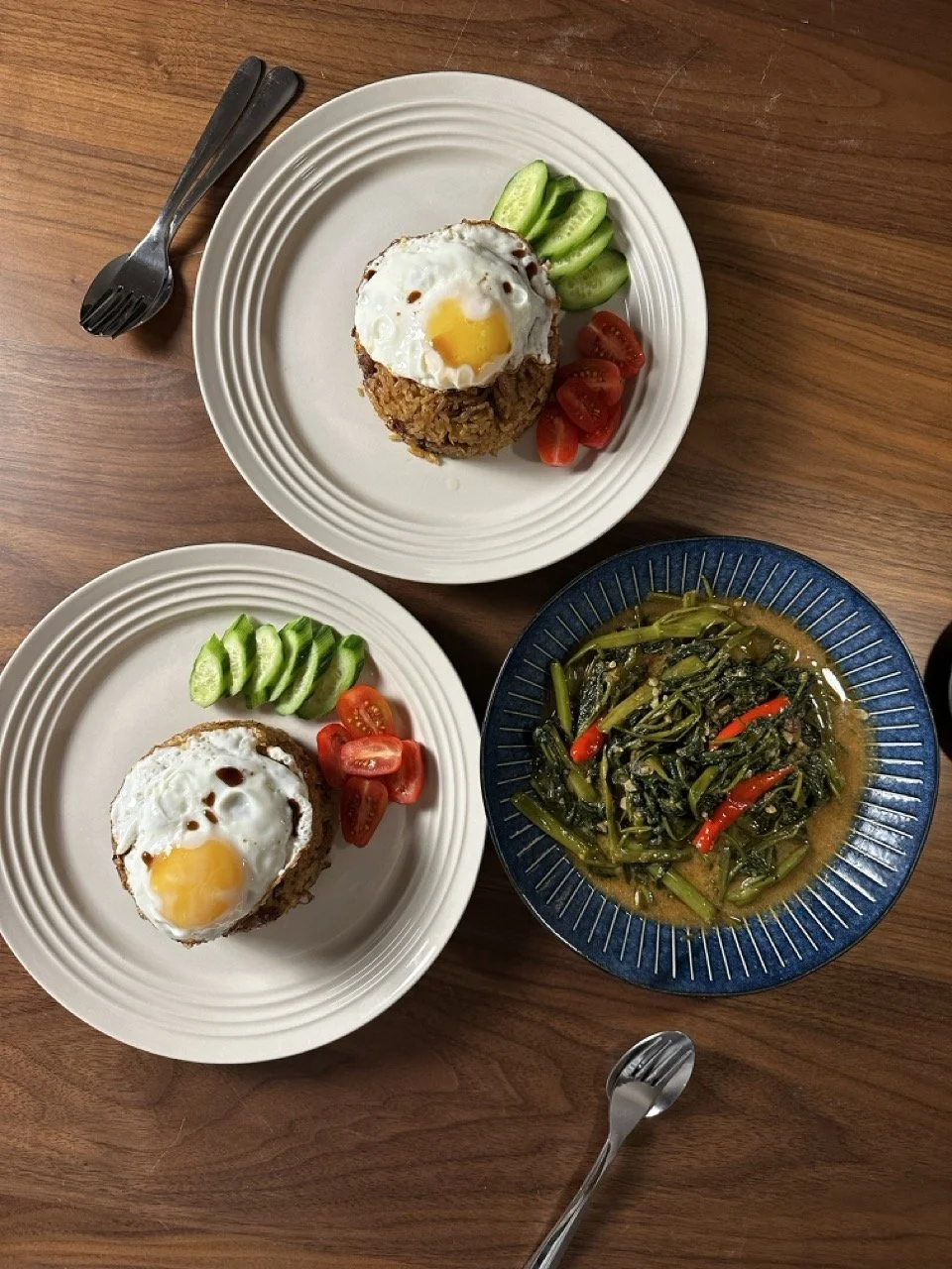 Nasi Goreng, stir fried water spinach