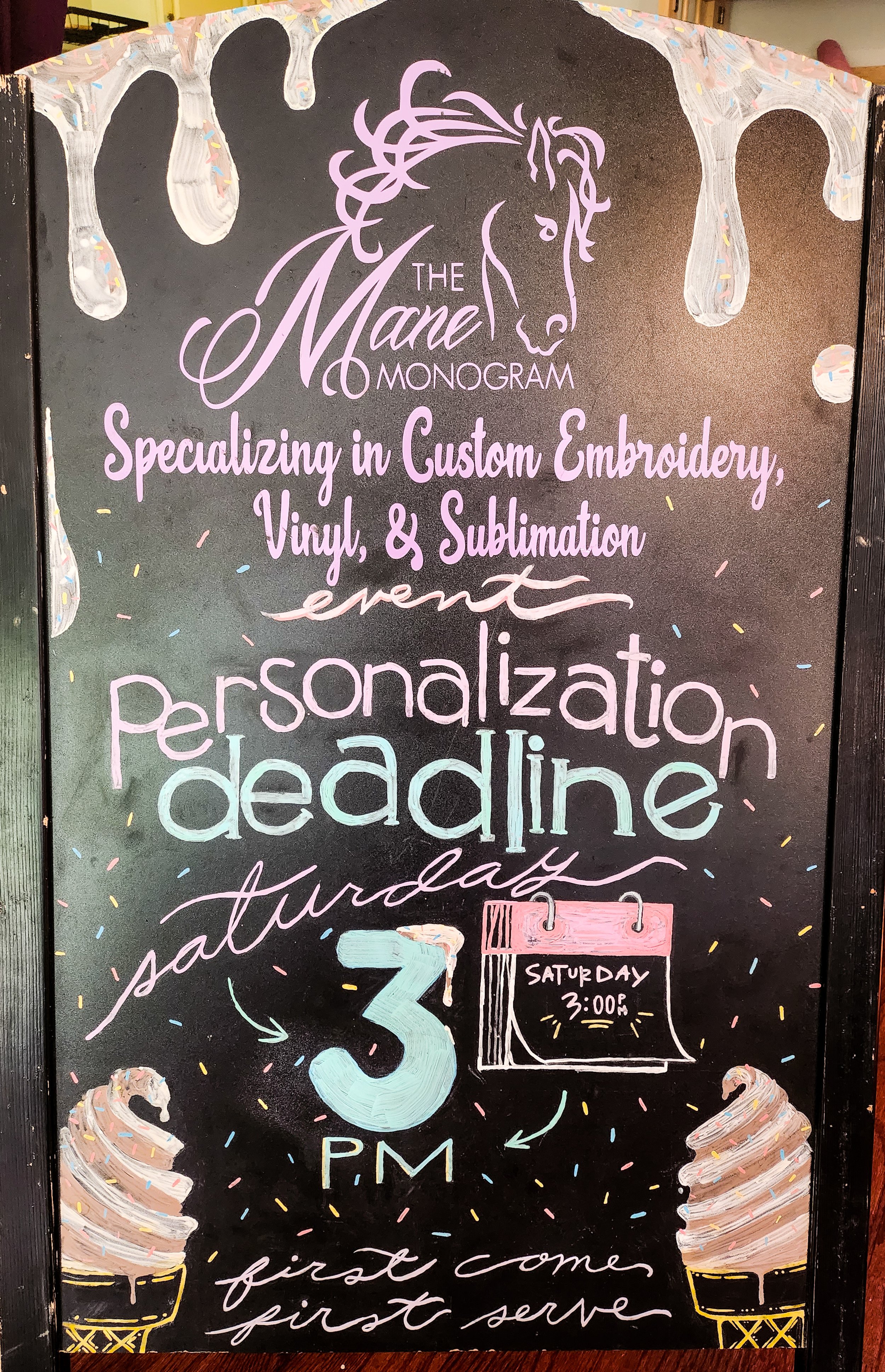 The Mane Monogram Seasonal Chalkboard Sign