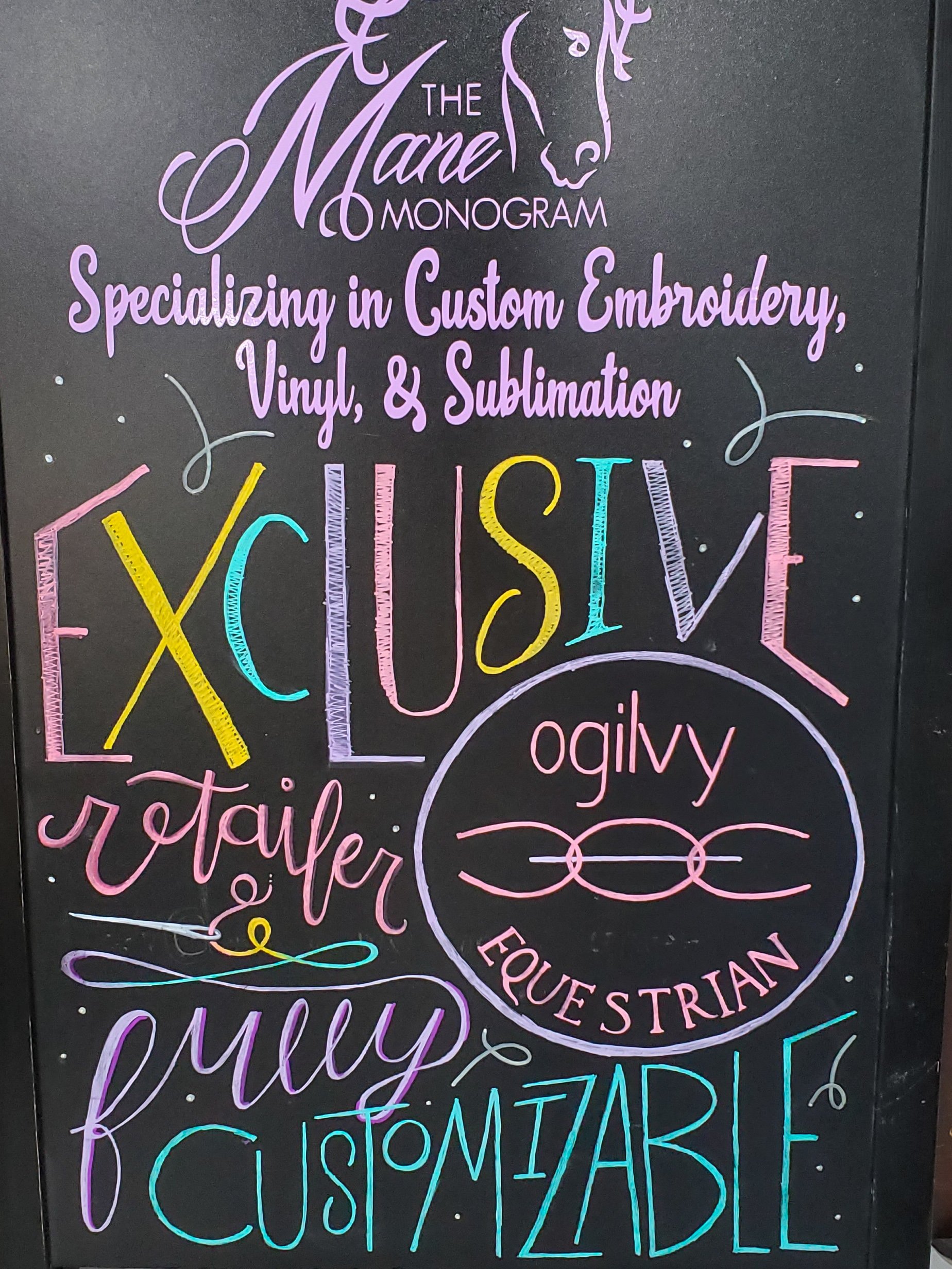 The Mane Monogram Chalkboard Sign w/ Branding