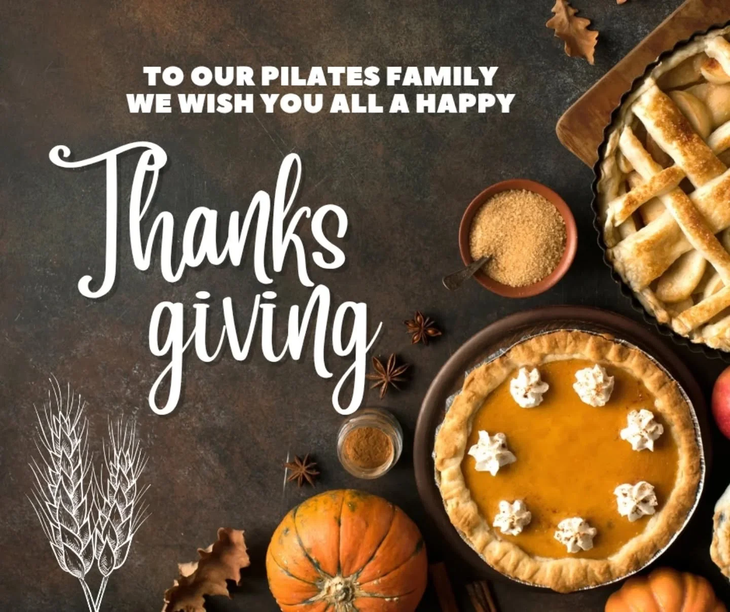 Have a wonderful Thanksgiving, and always eat the pie!!! Love all of us &quot;pielates&quot; lovers at The Pilates Tree!!!