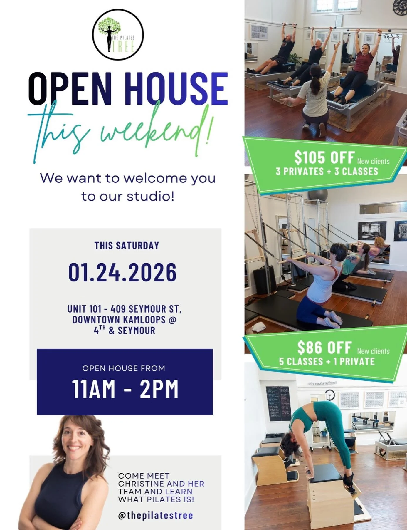 ✨ OPEN HOUSE &mdash; TOMORROW! ✨
Curious about Pilates? 👀

Join us Saturday, 11&ndash;2 at The Pilates Tree for our Open House!
✔️ Meet our team
✔️ See the Classical equipment
✔️ Learn what Pilates really is
✔️ Take advantage of exclusive NEW CLIENT