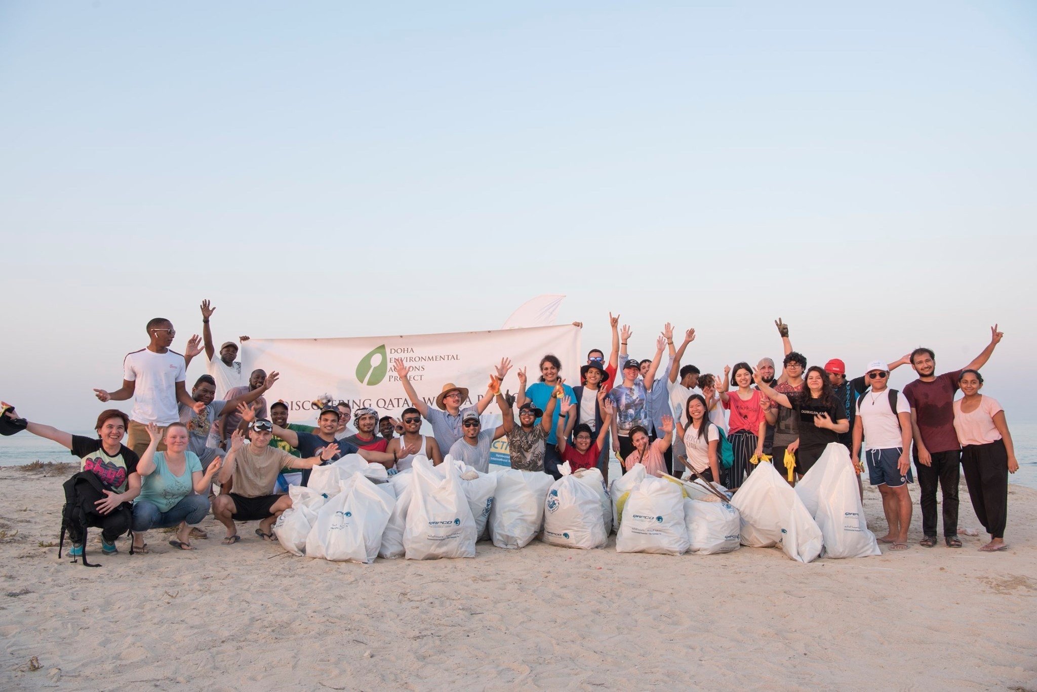 Collected litter on Qatar beaches