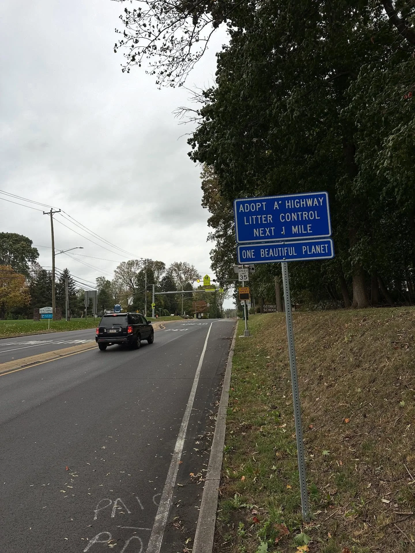 Why not adopt a road!?! 30 min last weekend = one bag of litter picked up, and the world a little better. Right in front of lovely @georgeschool in Bucks County Pennsylvania #adoptahighway #buckscountypa