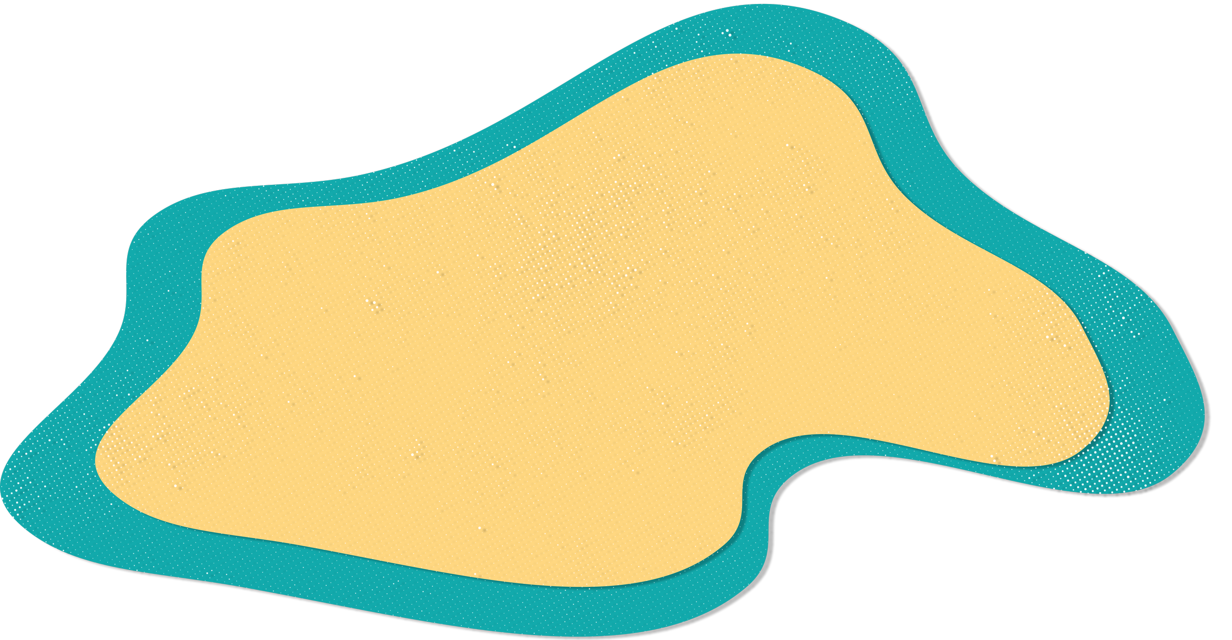 An abstract turquoise and yellow shape of a background.