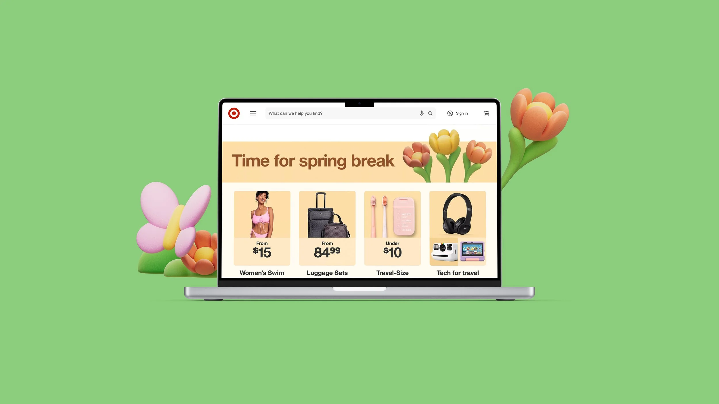 Target Website with 3D Art of Flowers for Spring Day by Noah Camp