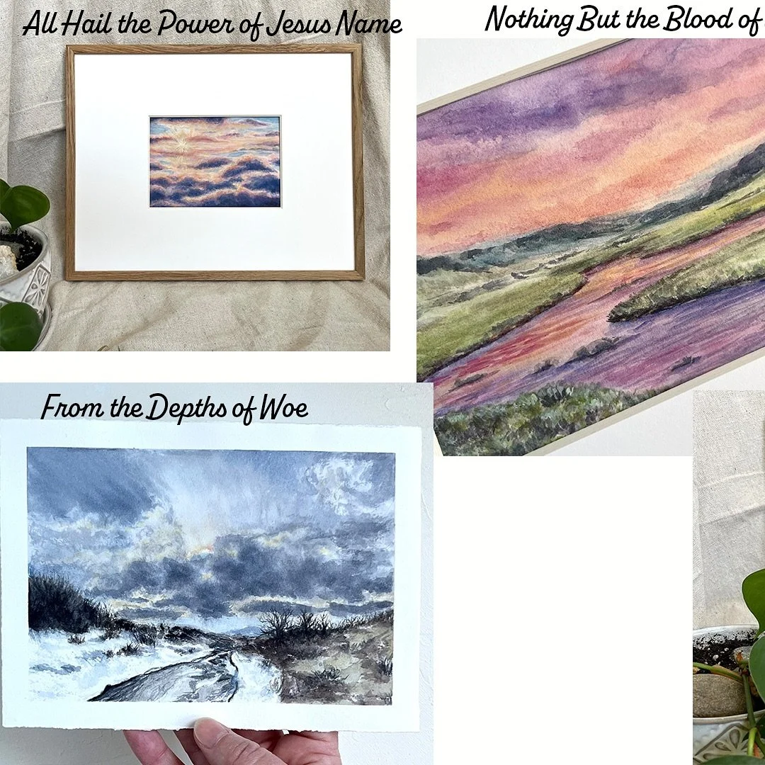On Monday twelve Hymnscapes, landscapes inspired by hymns, and a calendar made up of them will be available for your homes, or gifting. I am so thankful to share these with you today. Thank you for the encouragement and love. 🫶 
“All Hail the