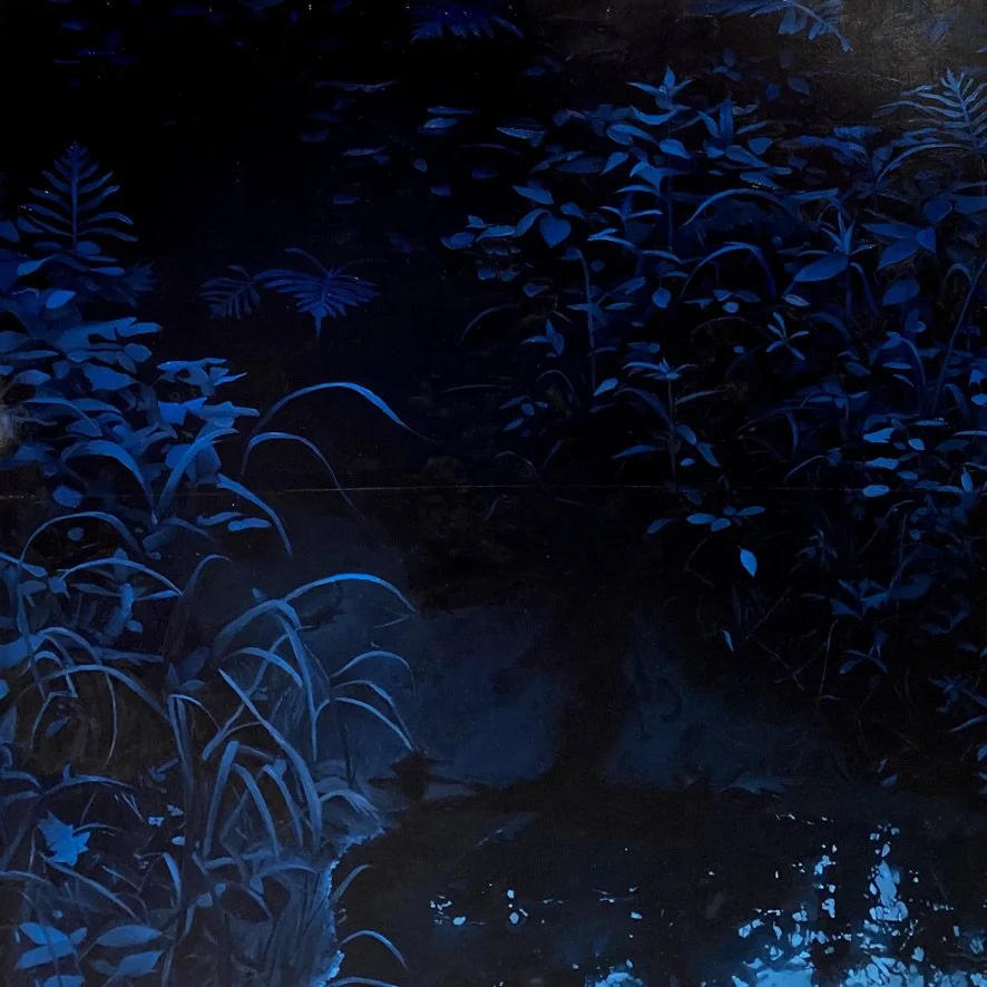 "At Midnight" 2023, oil on wood panel, 48 x 48 in.