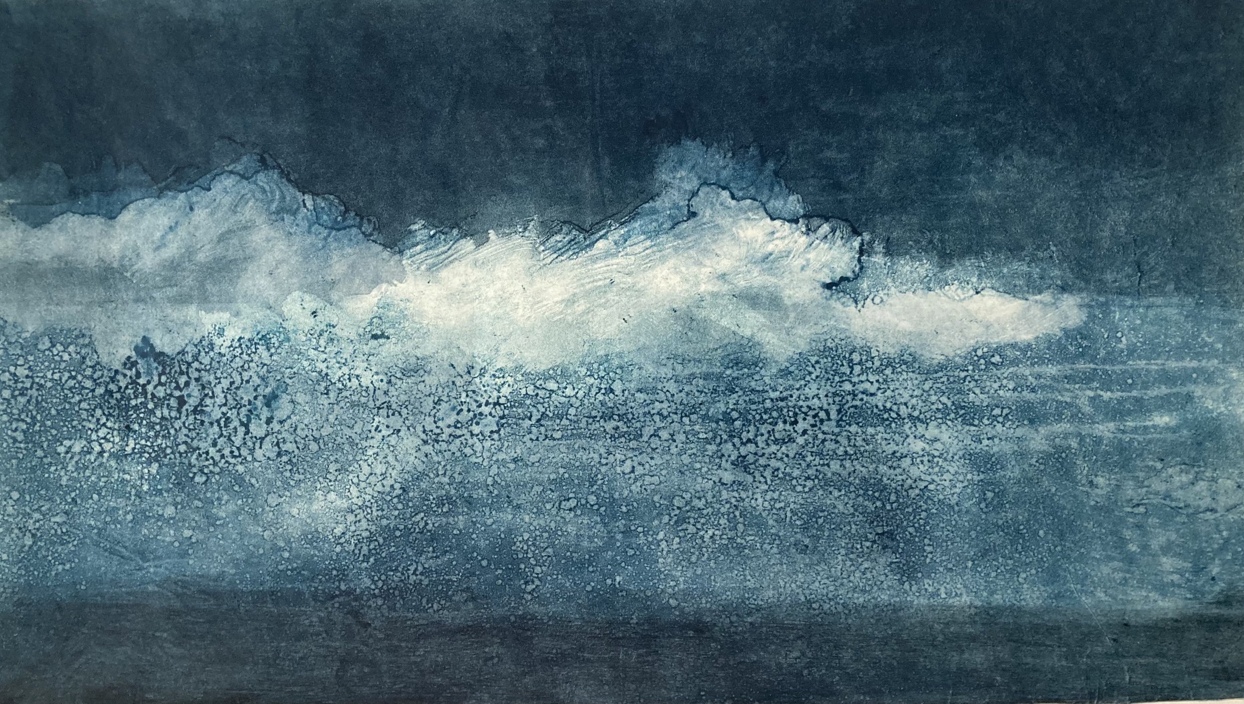"Rainfall" 2023, ink on paper, 17 x 32 in.