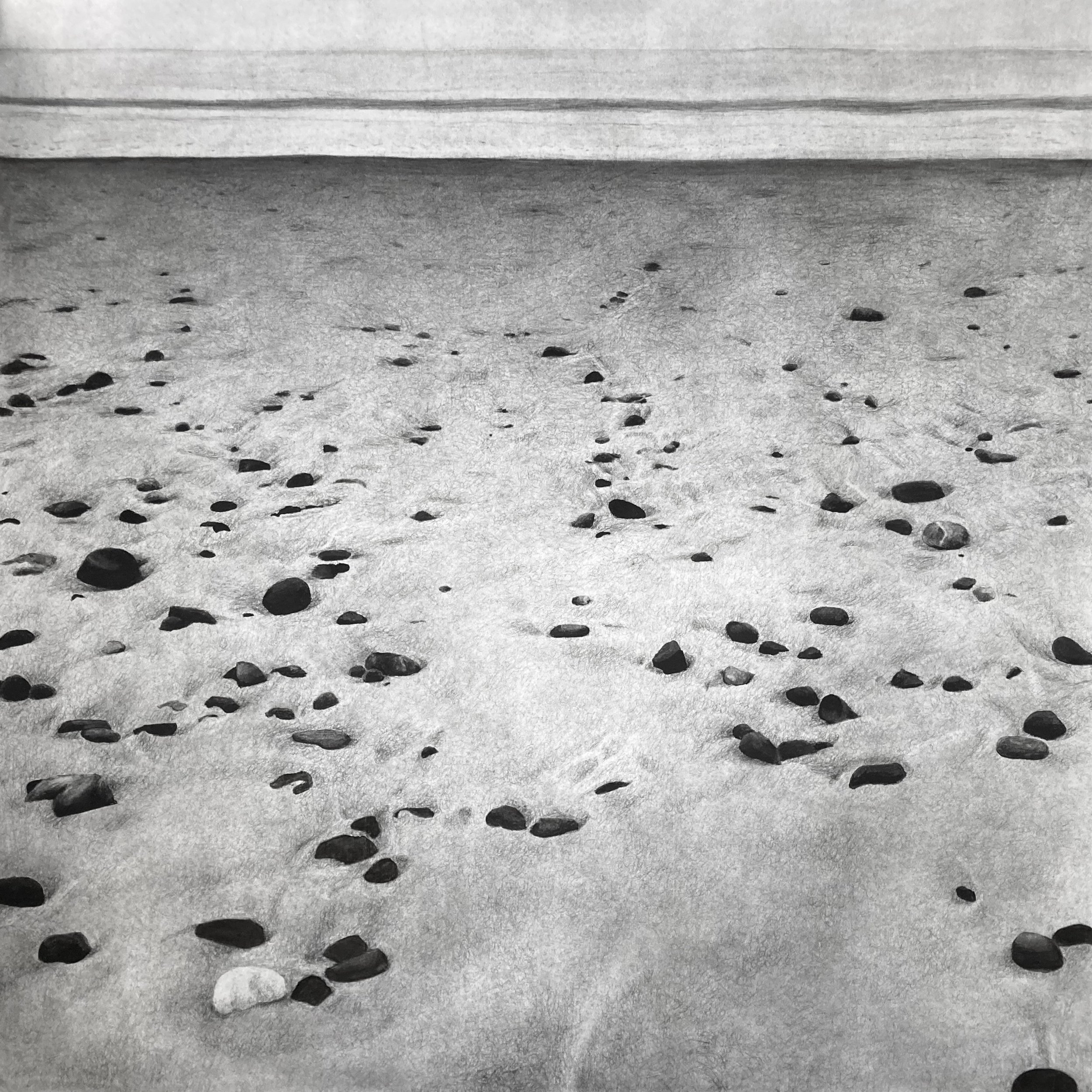 "Receded No. 2" 2022, charcoal on paper, 42 x 42 in.