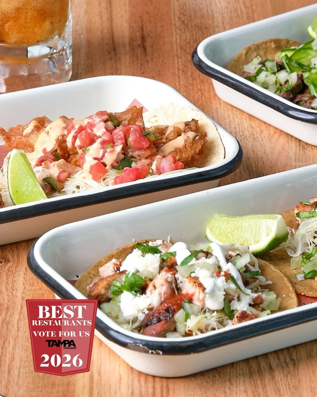 We&rsquo;ve been nominated for Tampa Magazine&rsquo;s 2026 Best Restaurants contest in the following categories: 

Best Tacos
Best Bar
Best Mexican Restaurant

Help us win by voting for us daily through September 28th through the link in our bio!