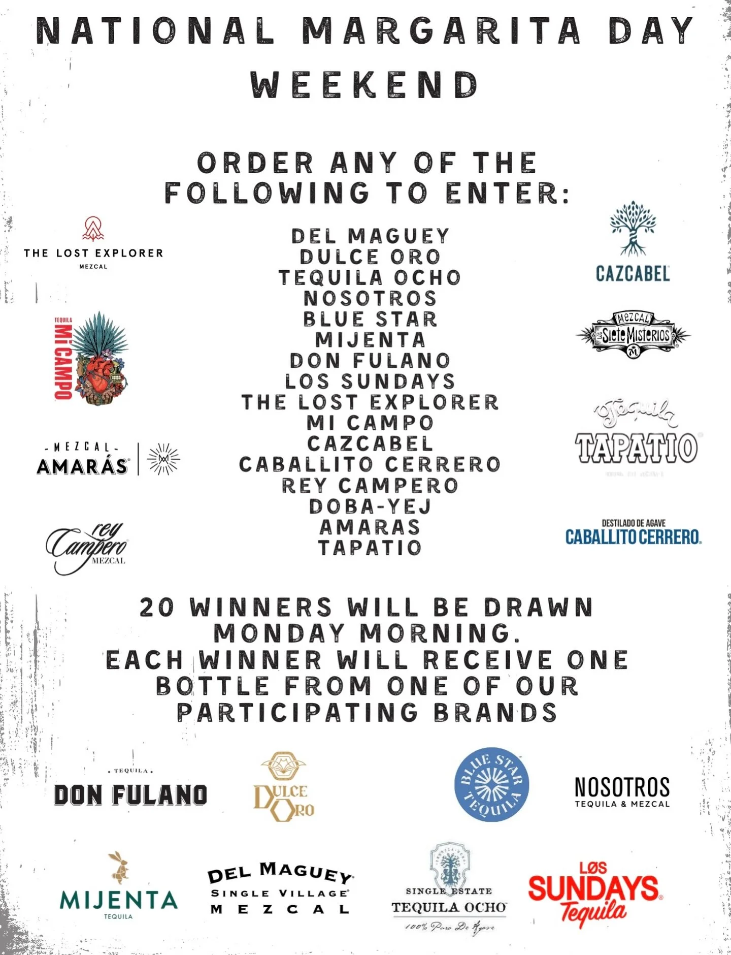 NATIONAL MARGARITA DAY WEEKEND BOTTLE RAFFLE LINEUP 🥃🎟️🍋&zwj;🟩