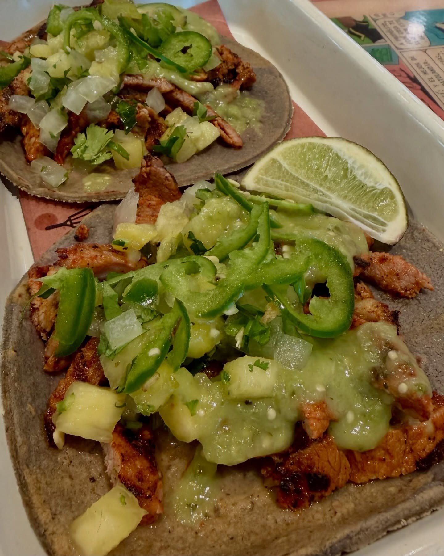 Try our Al Pastor Tacos during #TampaBayTacoWeek - available today through Sunday, March 29th!🍍🌮

Wood-grilled al pastor marinated pork, fresh pineapple pico, serrano-avocado salsa &amp; jalape&ntilde;o on heirloom corn tortillas