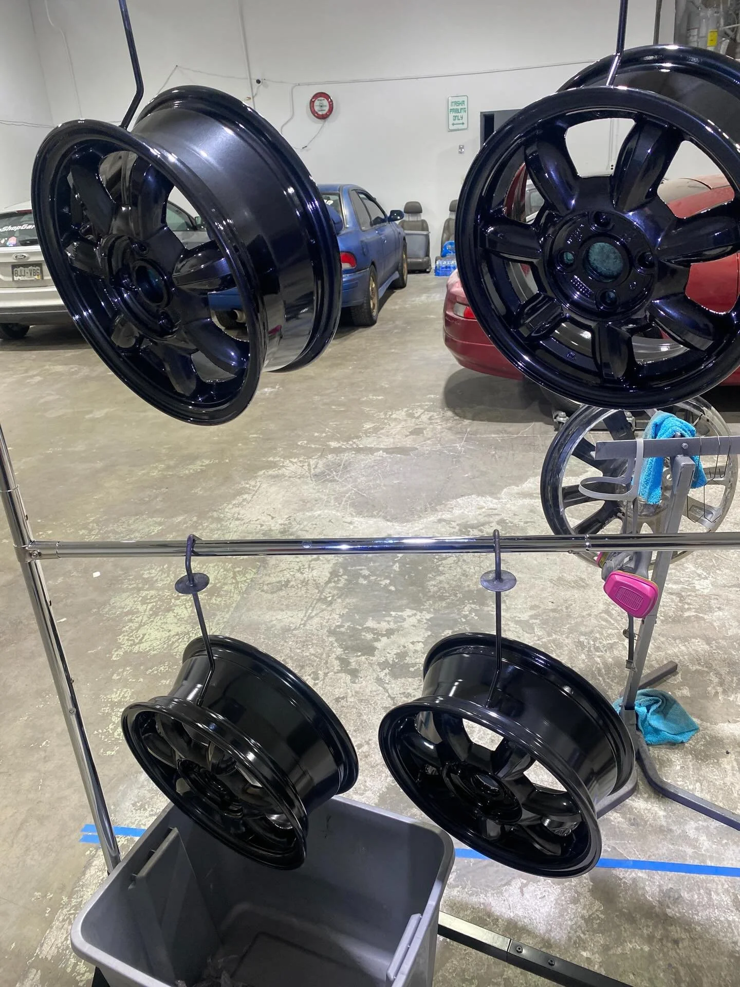 Quick set of Miata wheels in our custom black
#popshopgarage #powdercoat #miata #car #automotive