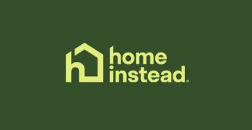 Logo of Home Instead, featuring a circular icon with a house and handshake, alongside the company name in purple text.