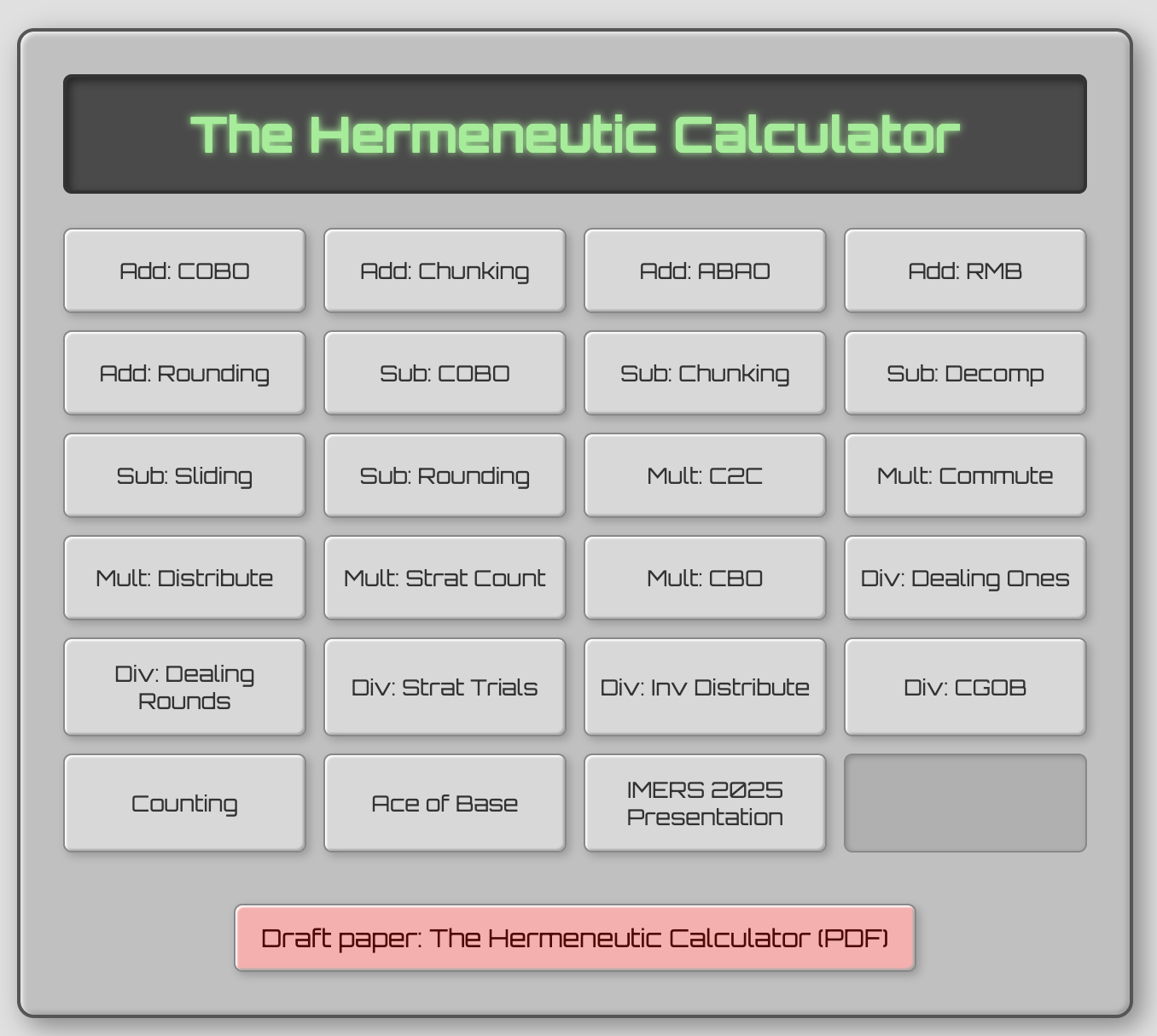Invented strategies, formalized as a calculator app