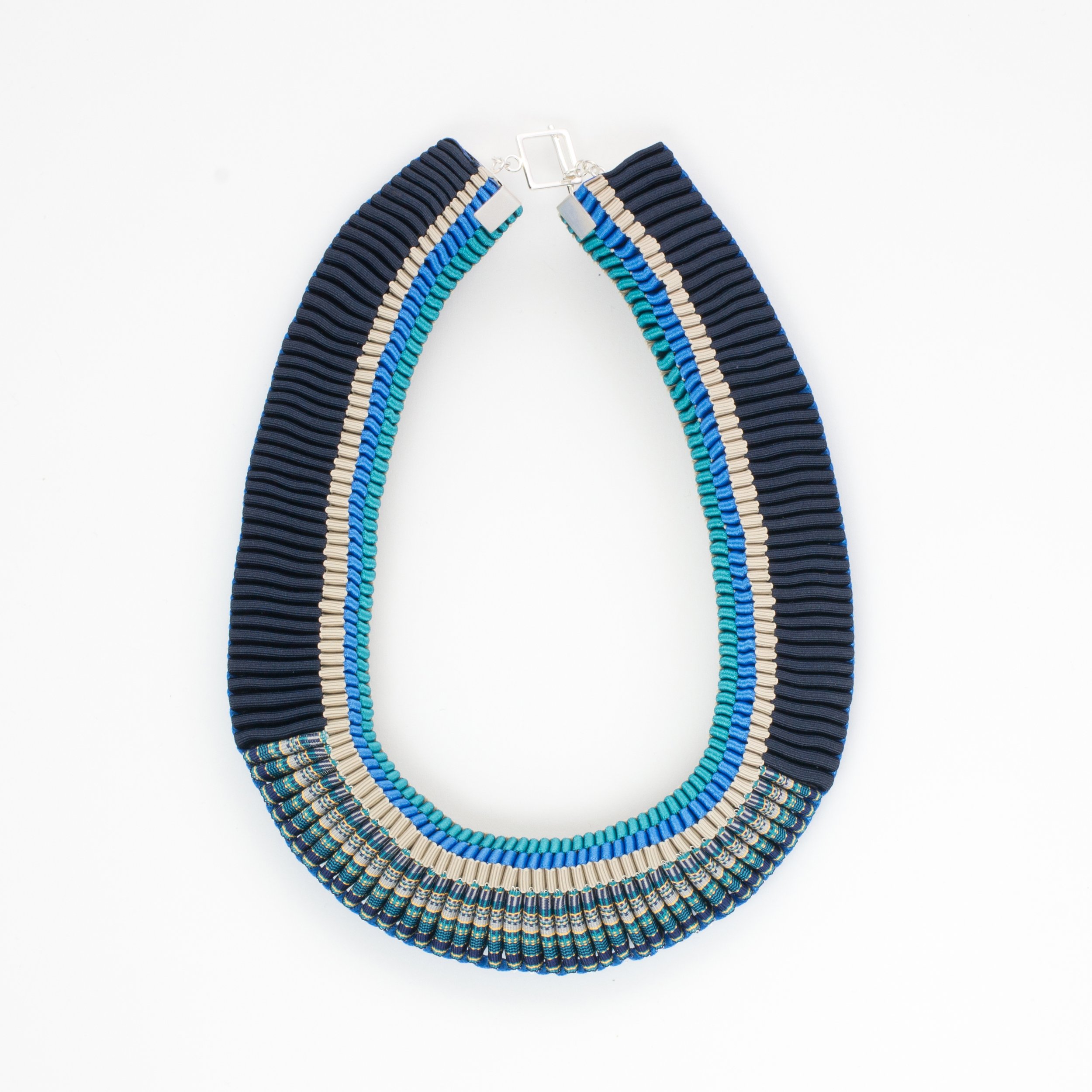 Seagreen & Navy Statement Collar with Handwoven Ribbon.jpg