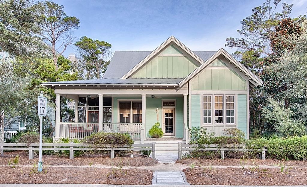 mint coloured beach house in Watercolor, FL