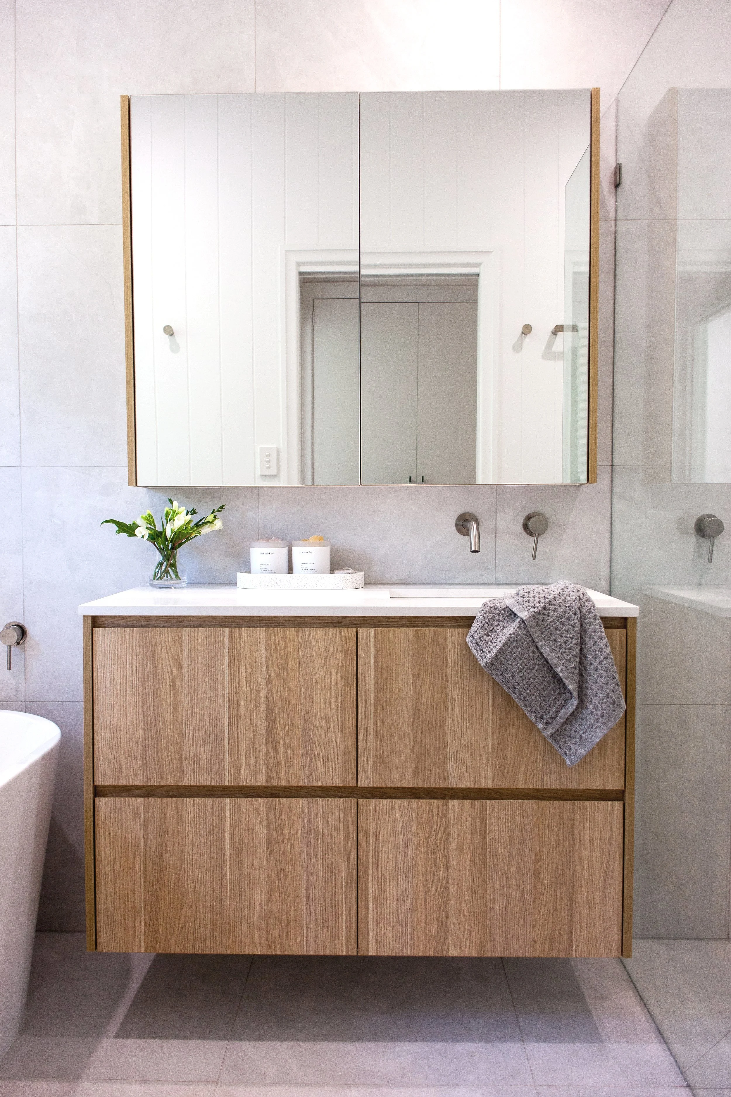 Feature bathroom vanity at Harwood Street, Bardon